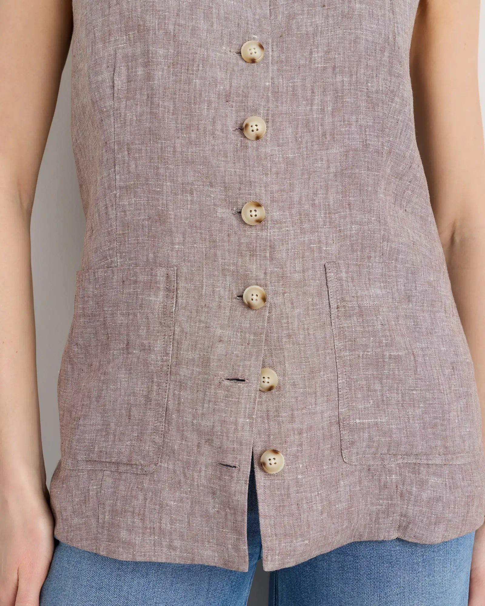 100% European Linen Longline Vest