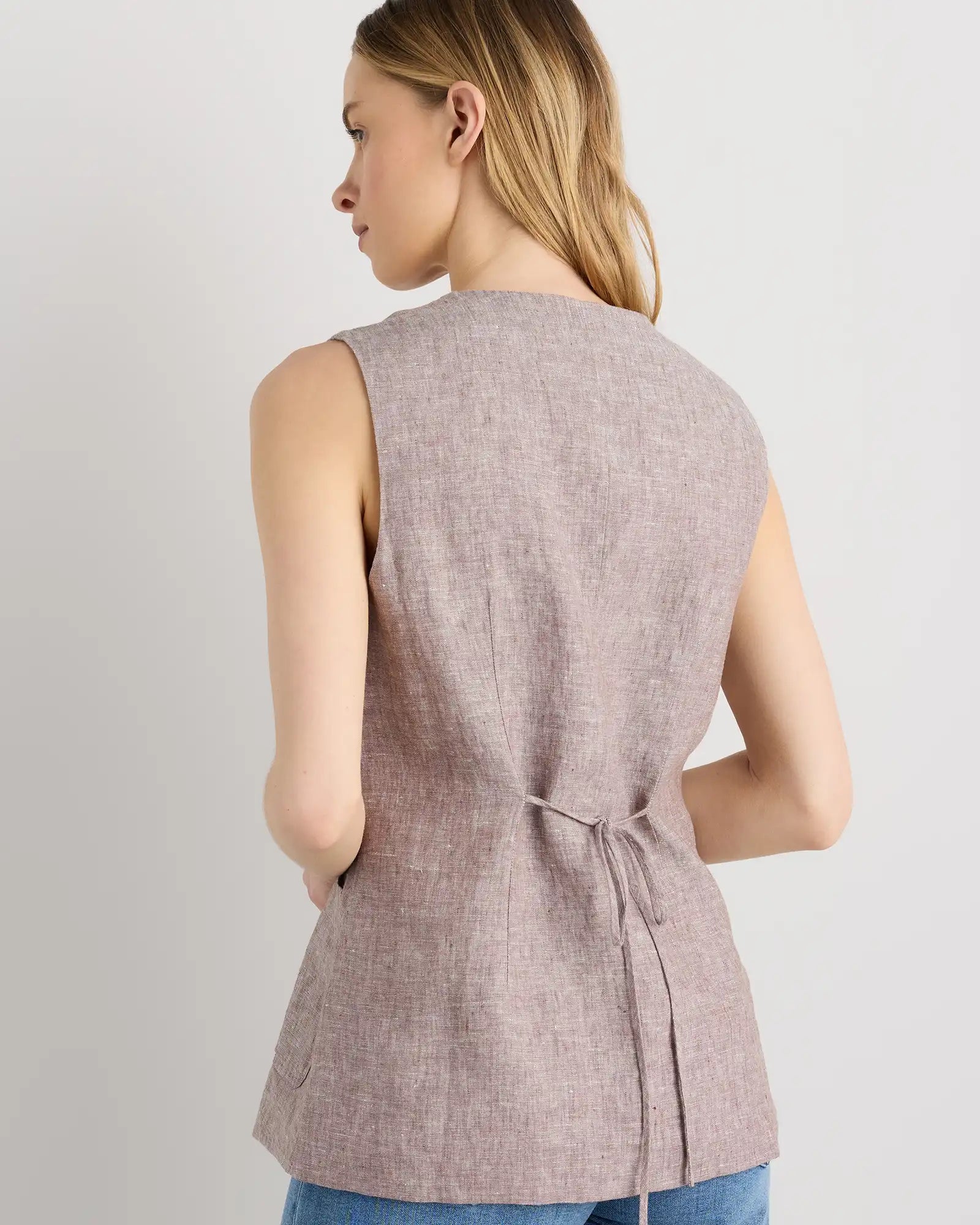 100% European Linen Longline Vest