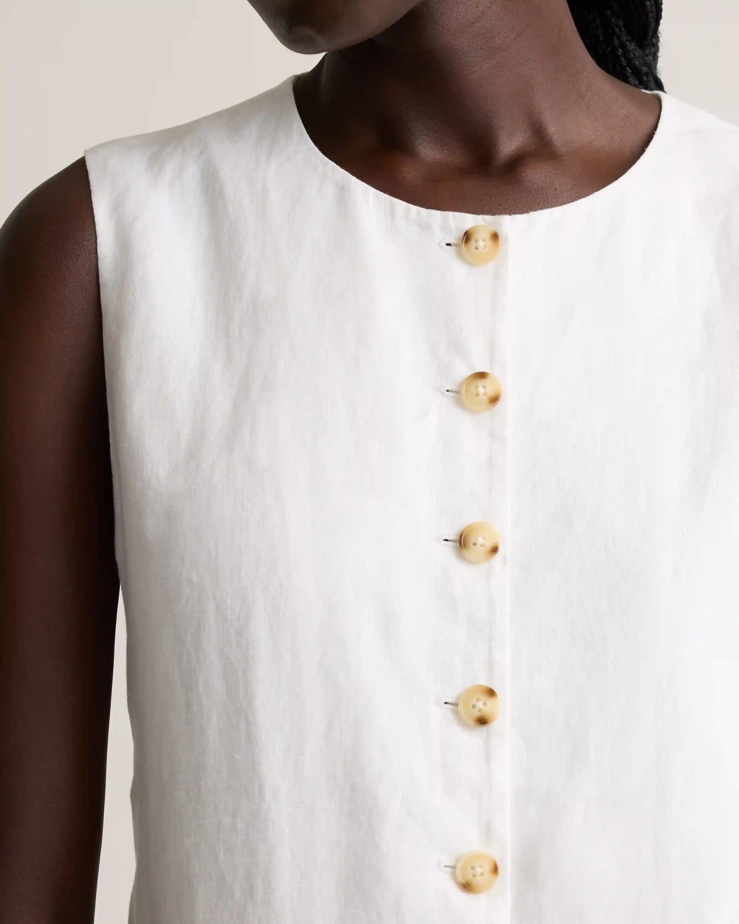 100% European Linen Longline Vest