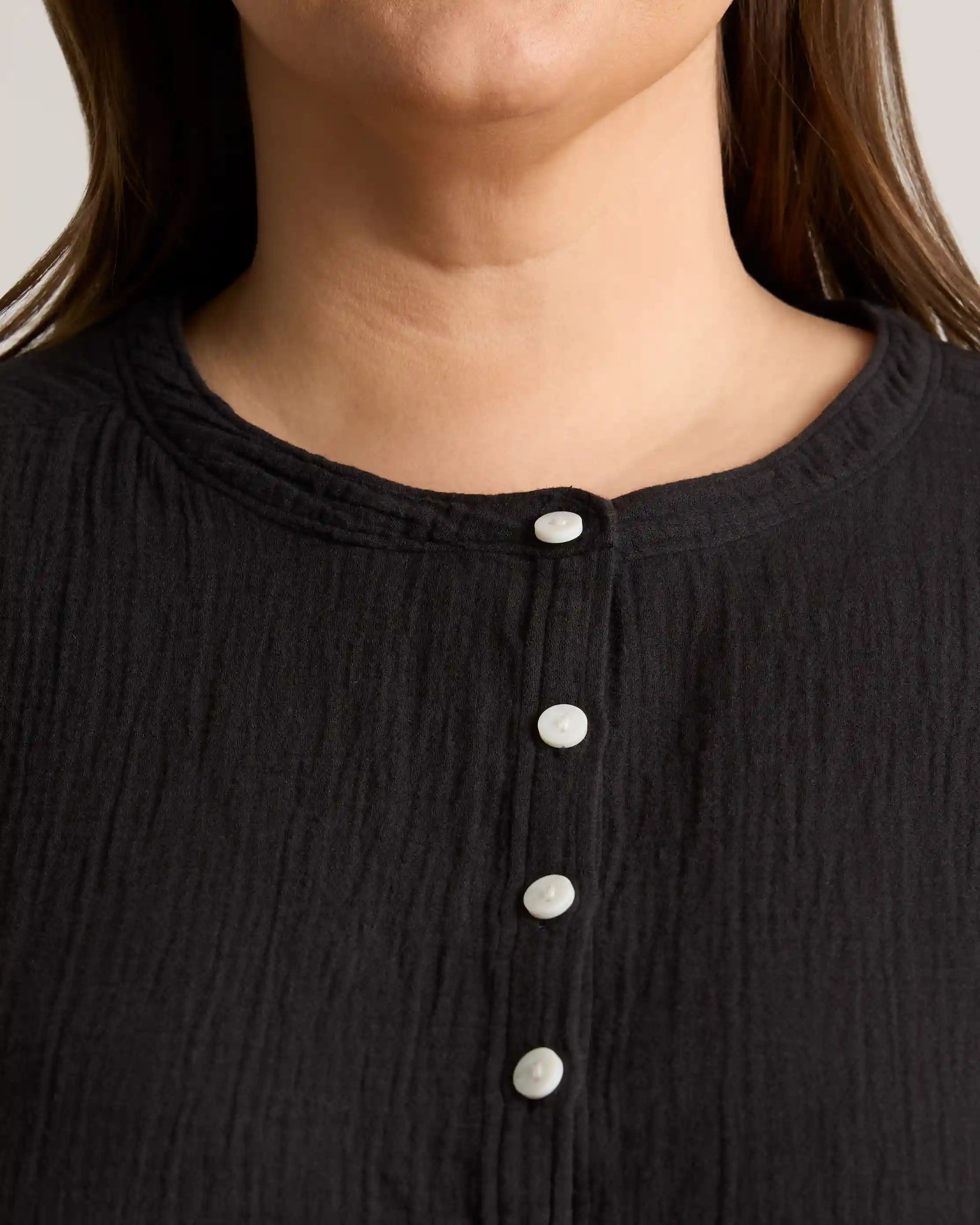 100% Organic Cotton Gauze Roll Sleeve Shirt