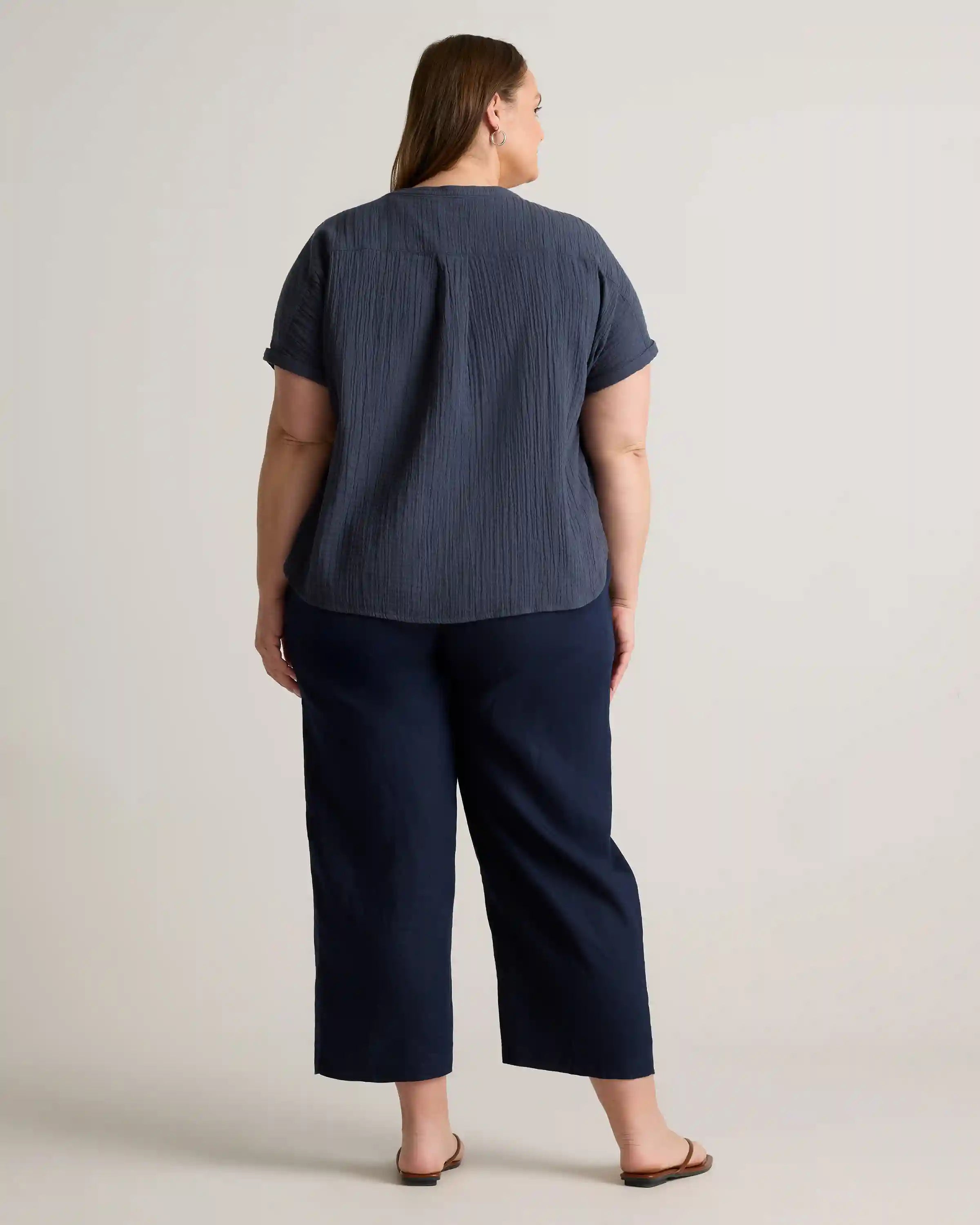 100% Organic Cotton Gauze Roll Sleeve Shirt
