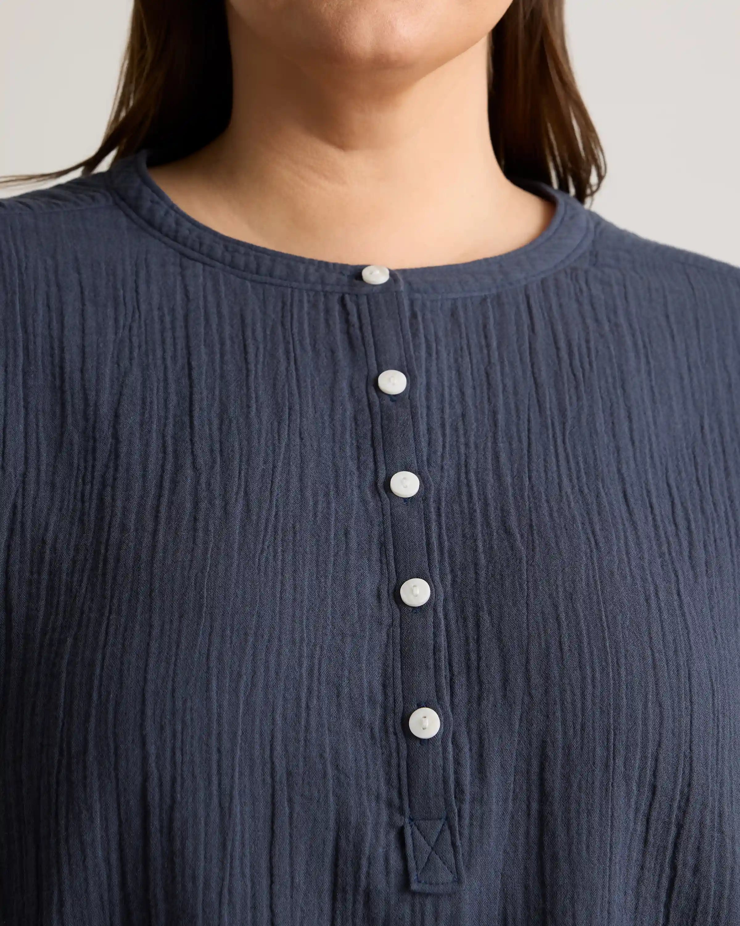 100% Organic Cotton Gauze Roll Sleeve Shirt