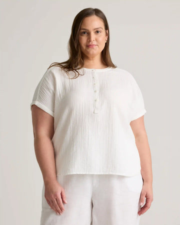 100% Organic Cotton Gauze Roll Sleeve Shirt
