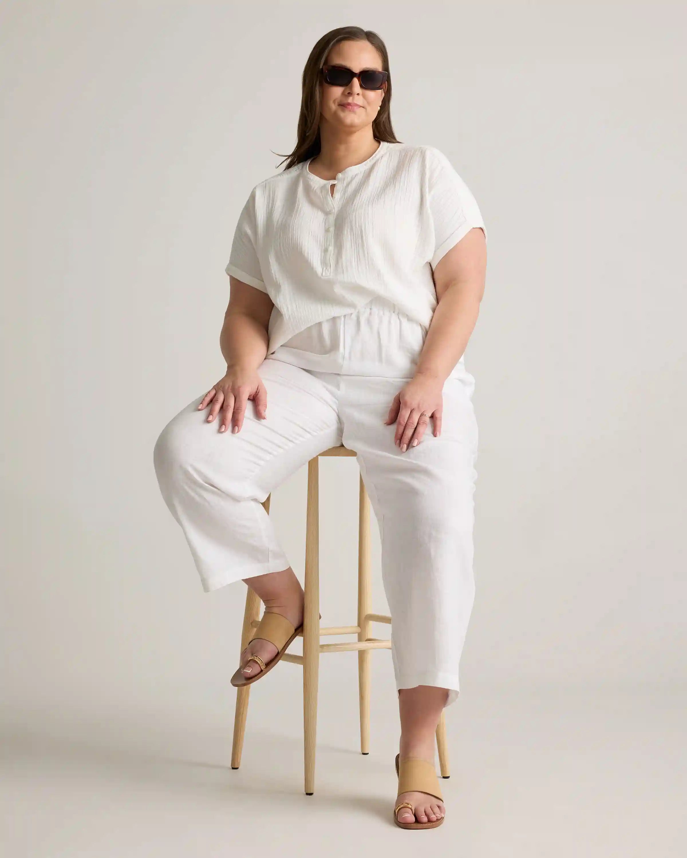 100% Organic Cotton Gauze Roll Sleeve Shirt