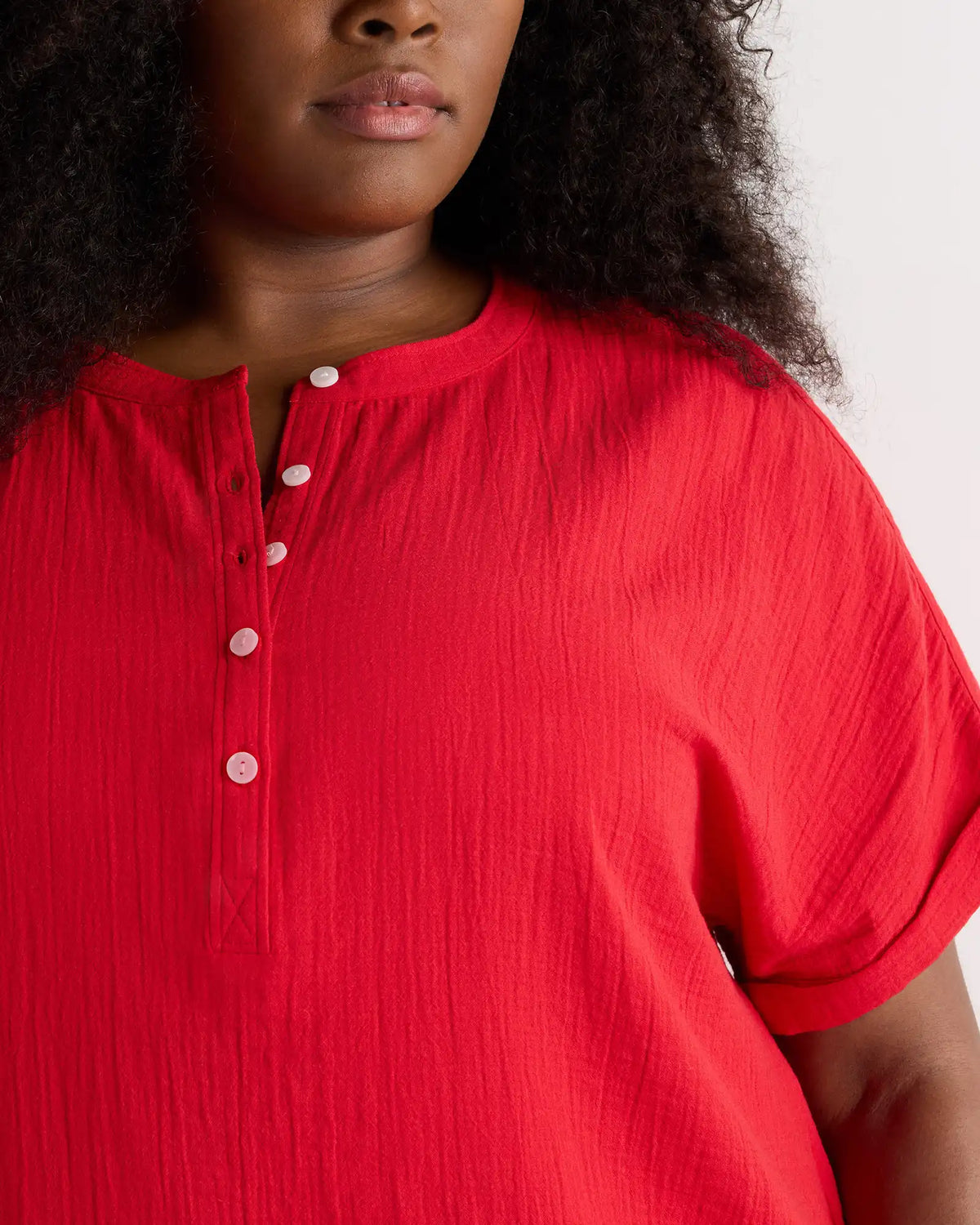100% Organic Cotton Gauze Roll Sleeve Shirt