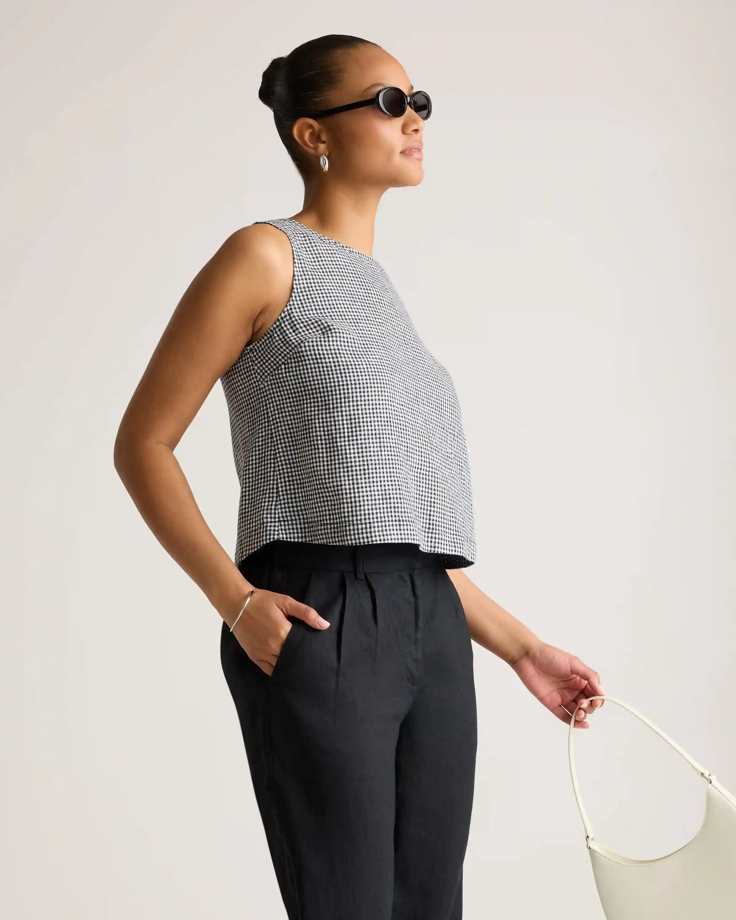 100% European Linen Cropped Tank