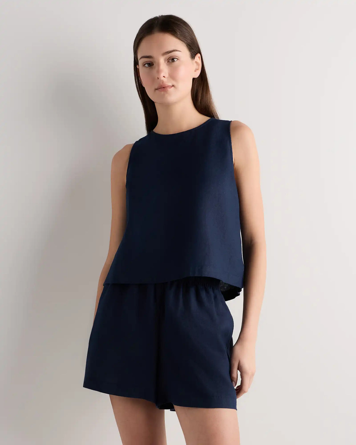 100% European Linen Cropped Tank
