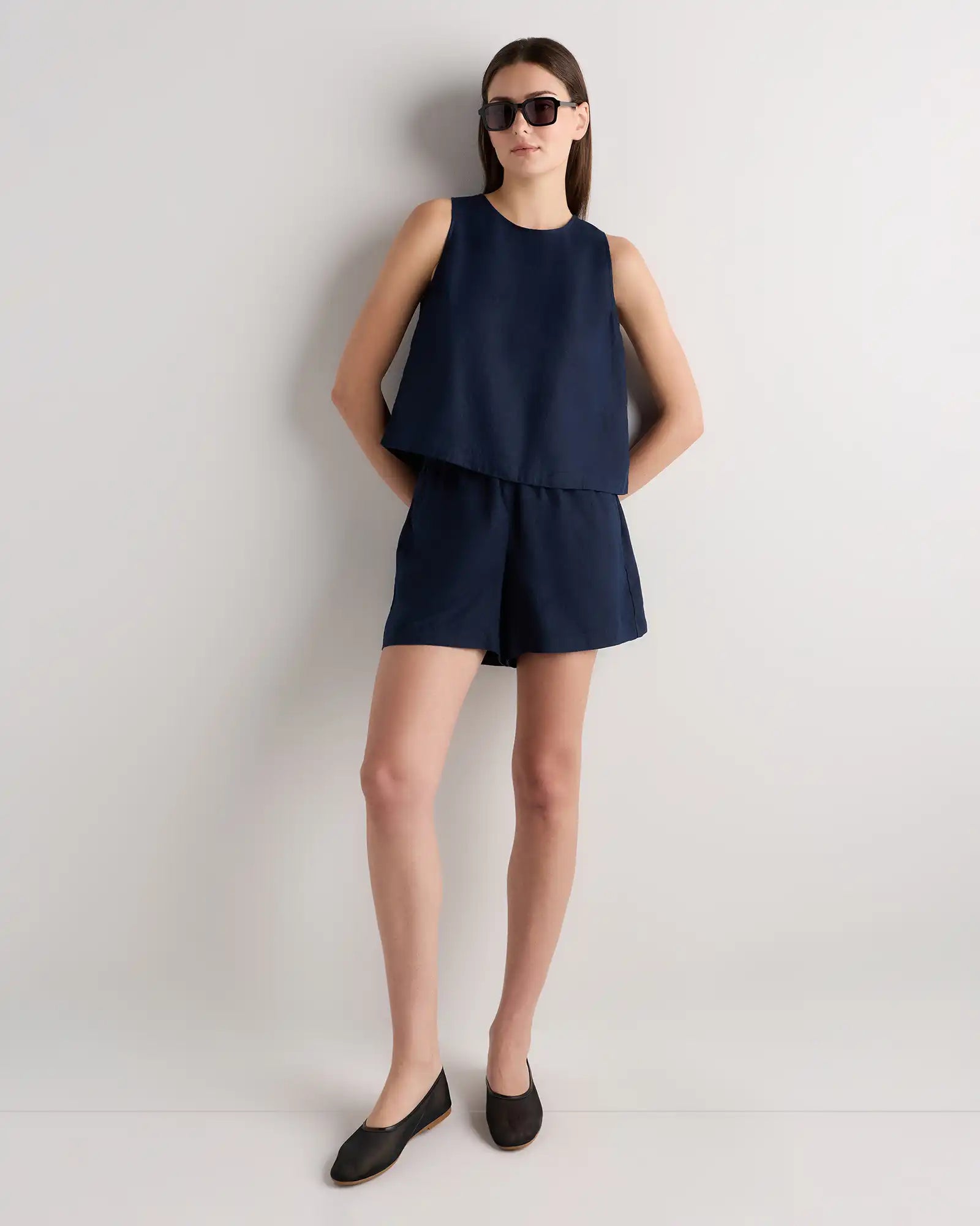 100% European Linen Cropped Tank