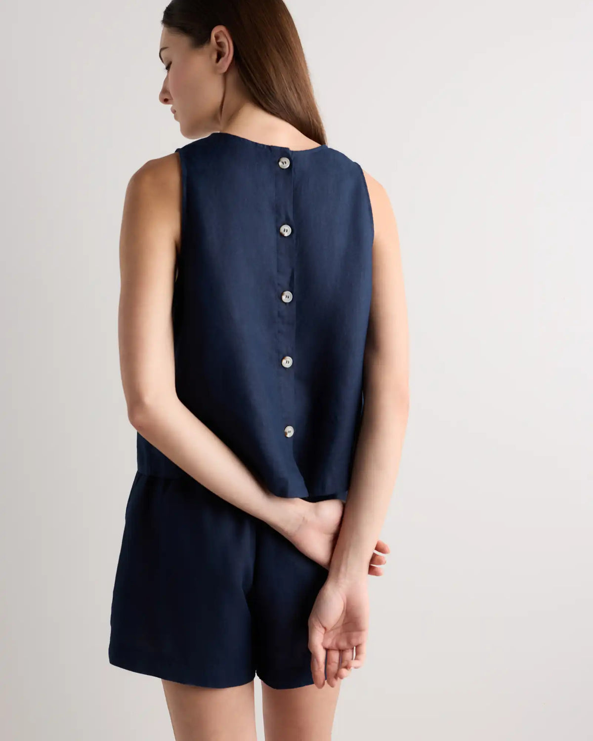 100% European Linen Cropped Tank