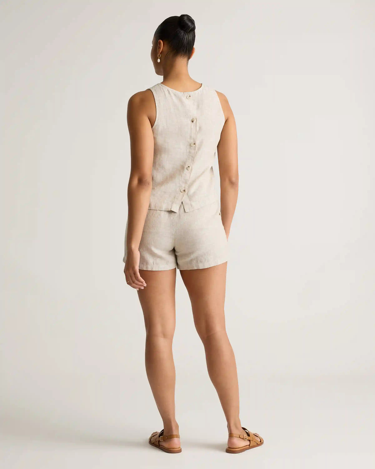 100% European Linen Cropped Tank