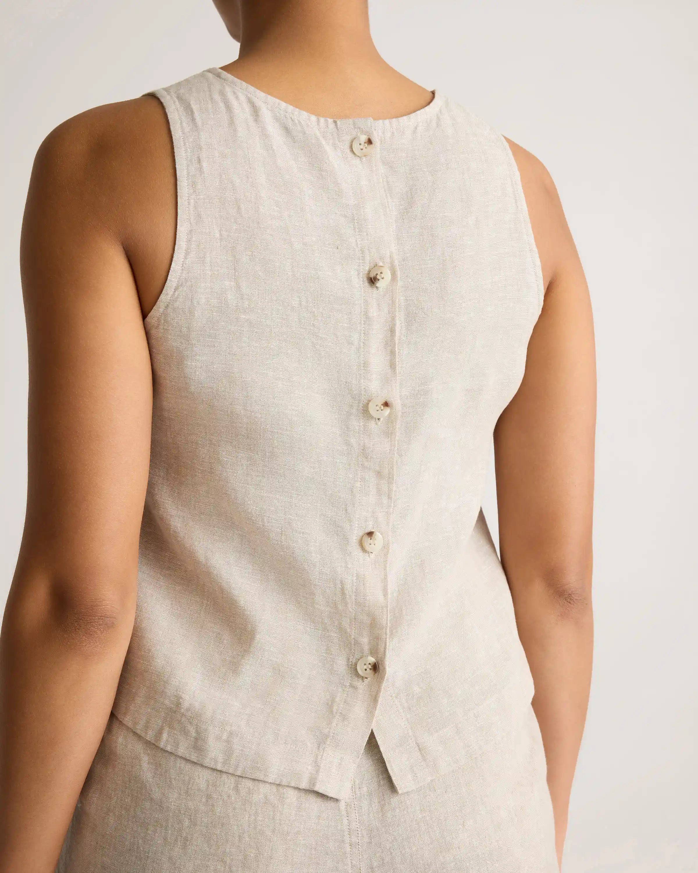 100% European Linen Cropped Tank