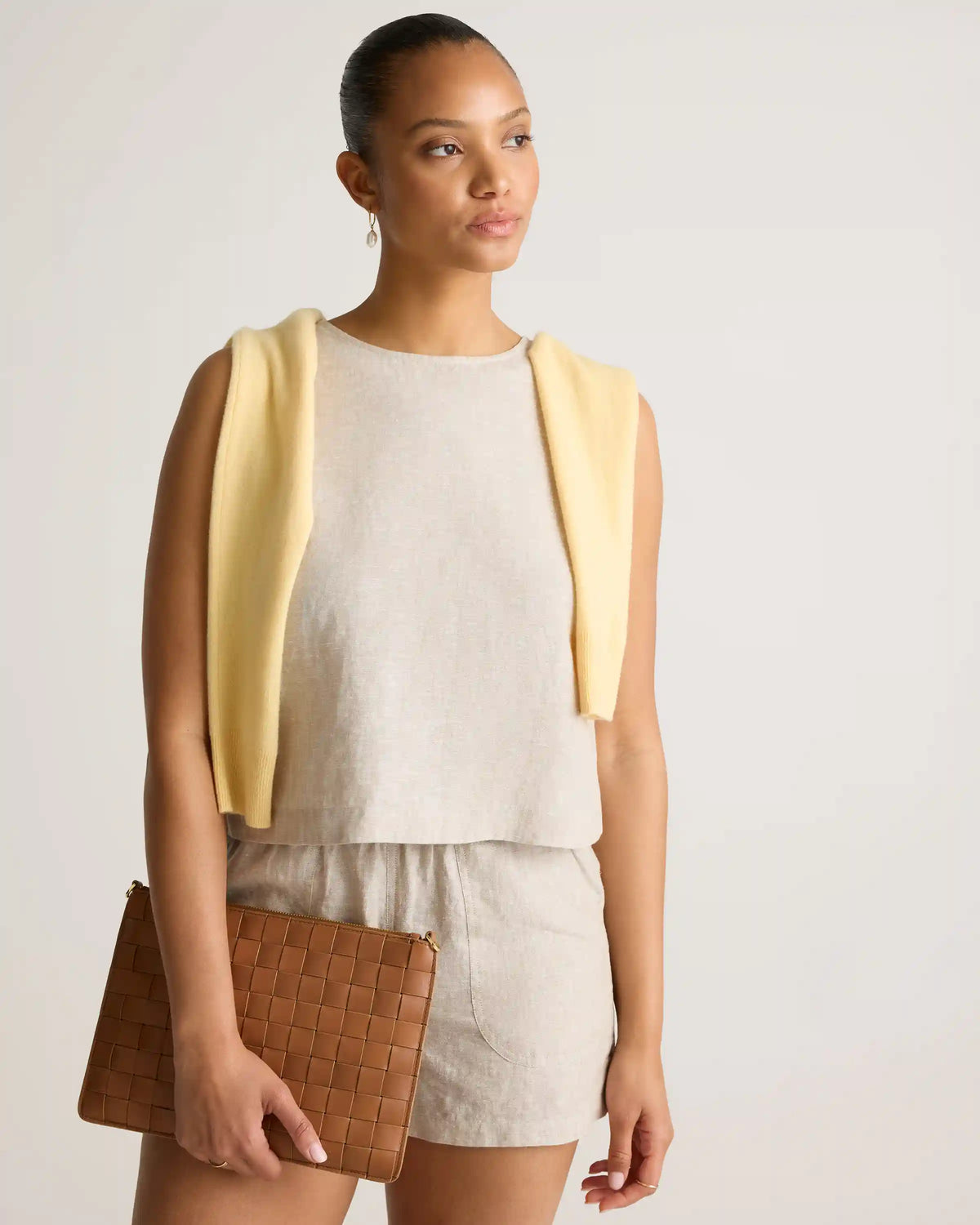 100% European Linen Cropped Tank