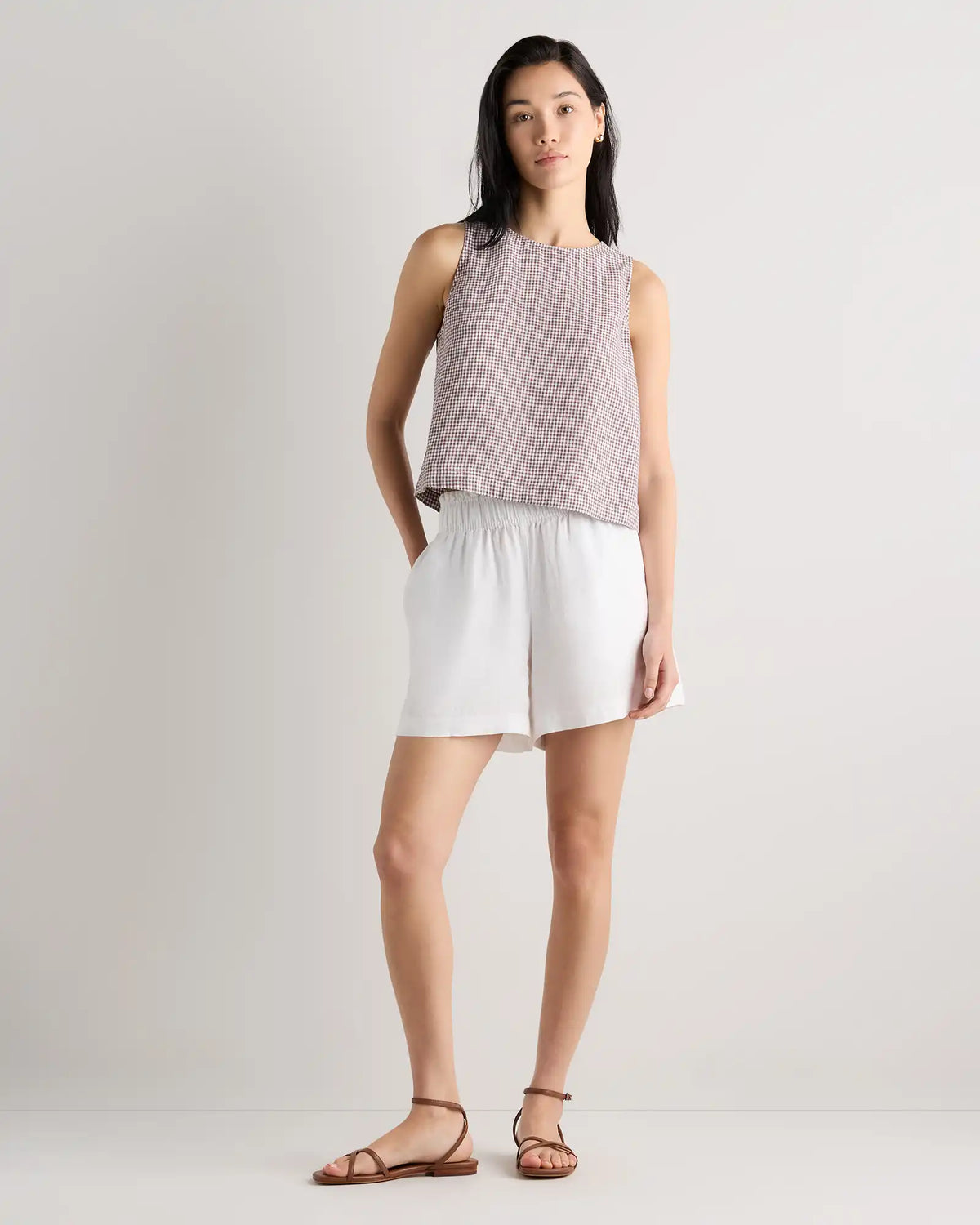 100% European Linen Cropped Tank