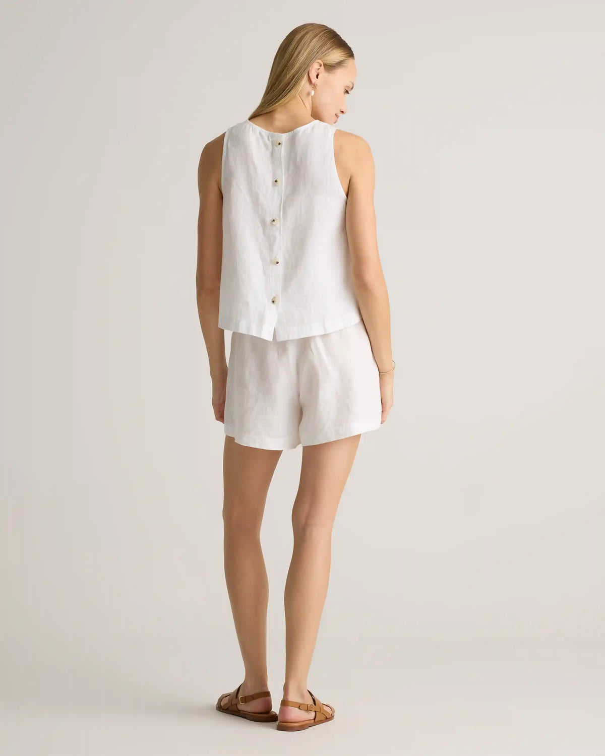 100% European Linen Cropped Tank