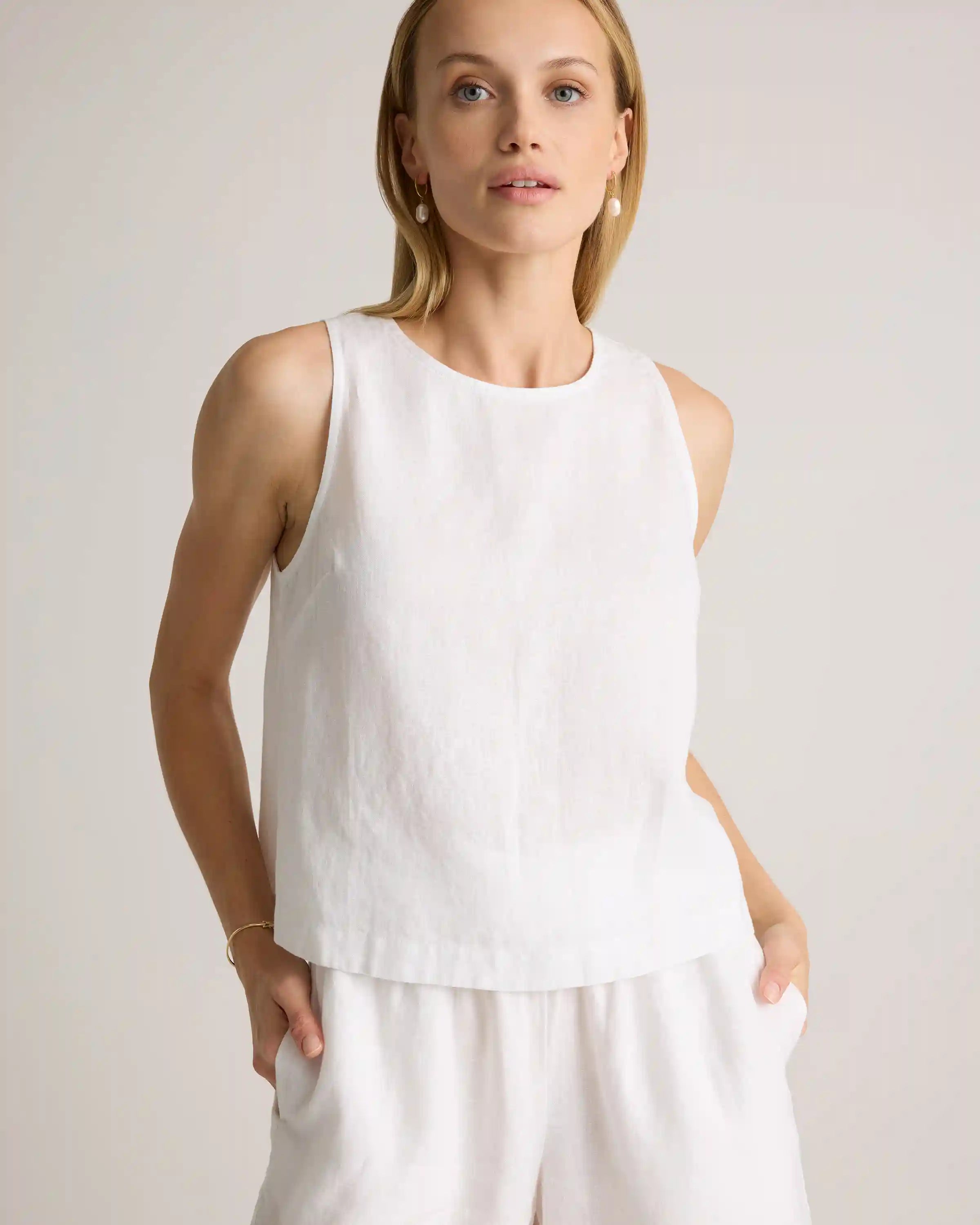 100% European Linen Cropped Tank