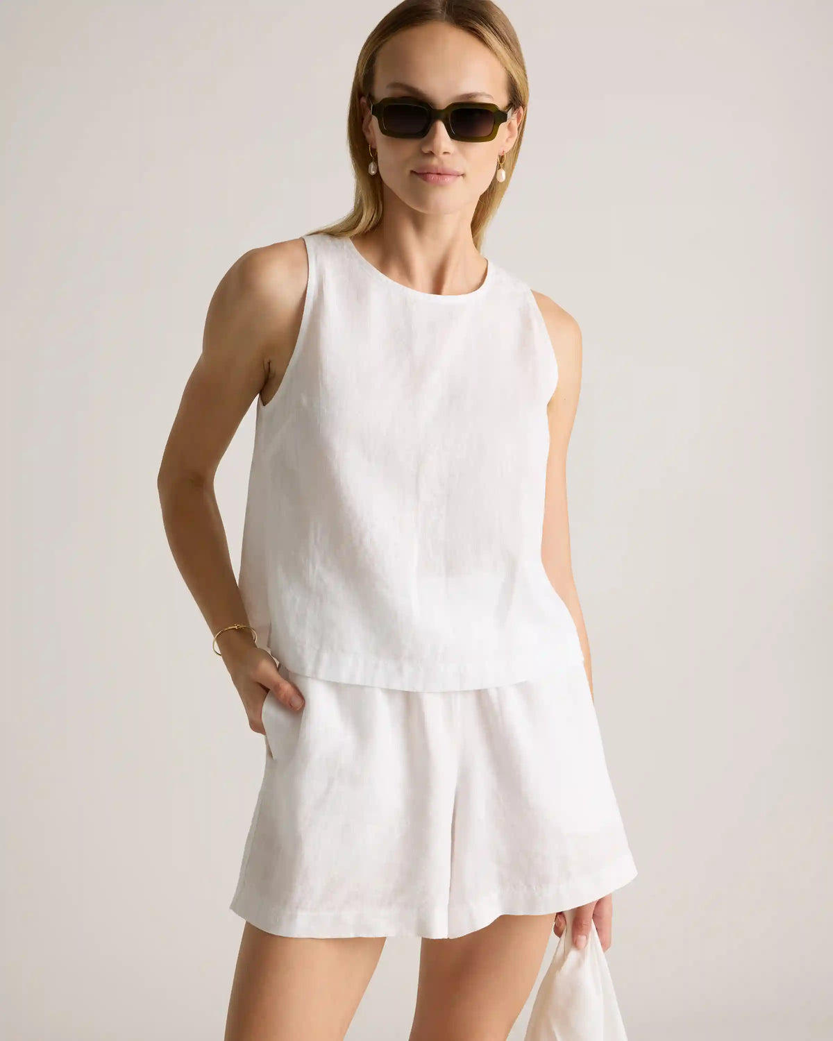 100% European Linen Cropped Tank