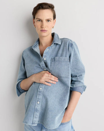Oversized Denim Maternity Shirt