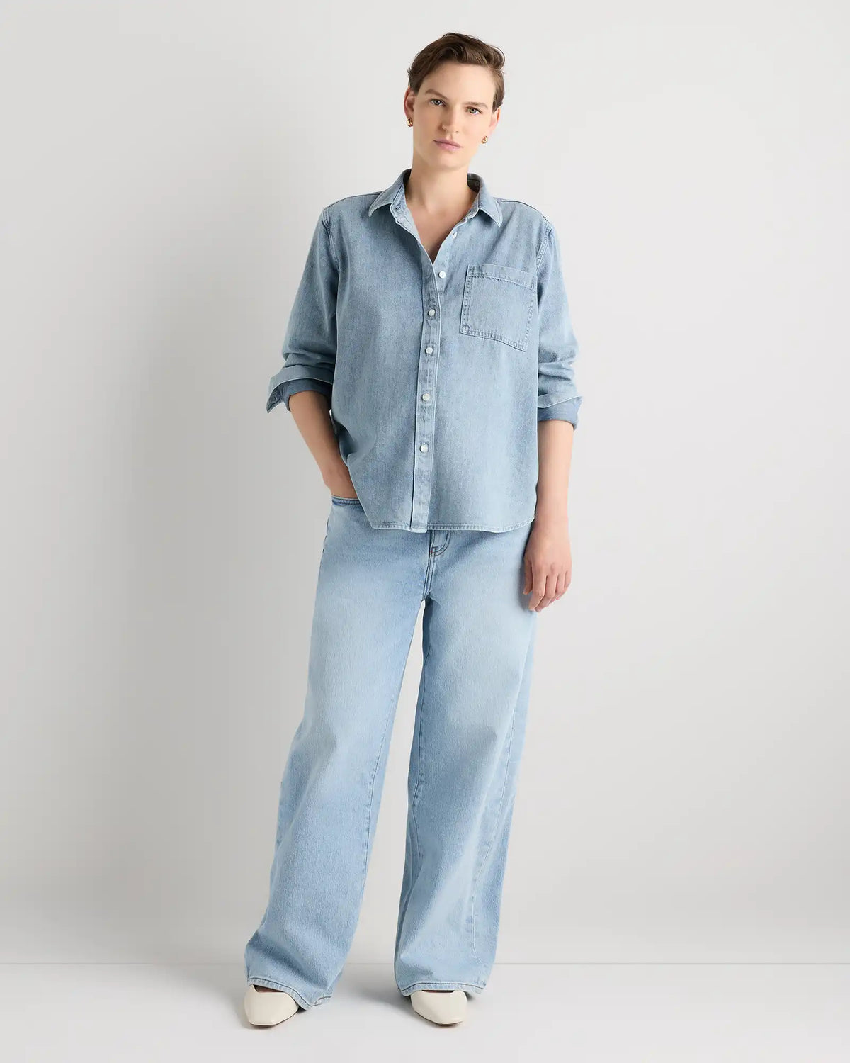 Oversized Denim Maternity Shirt