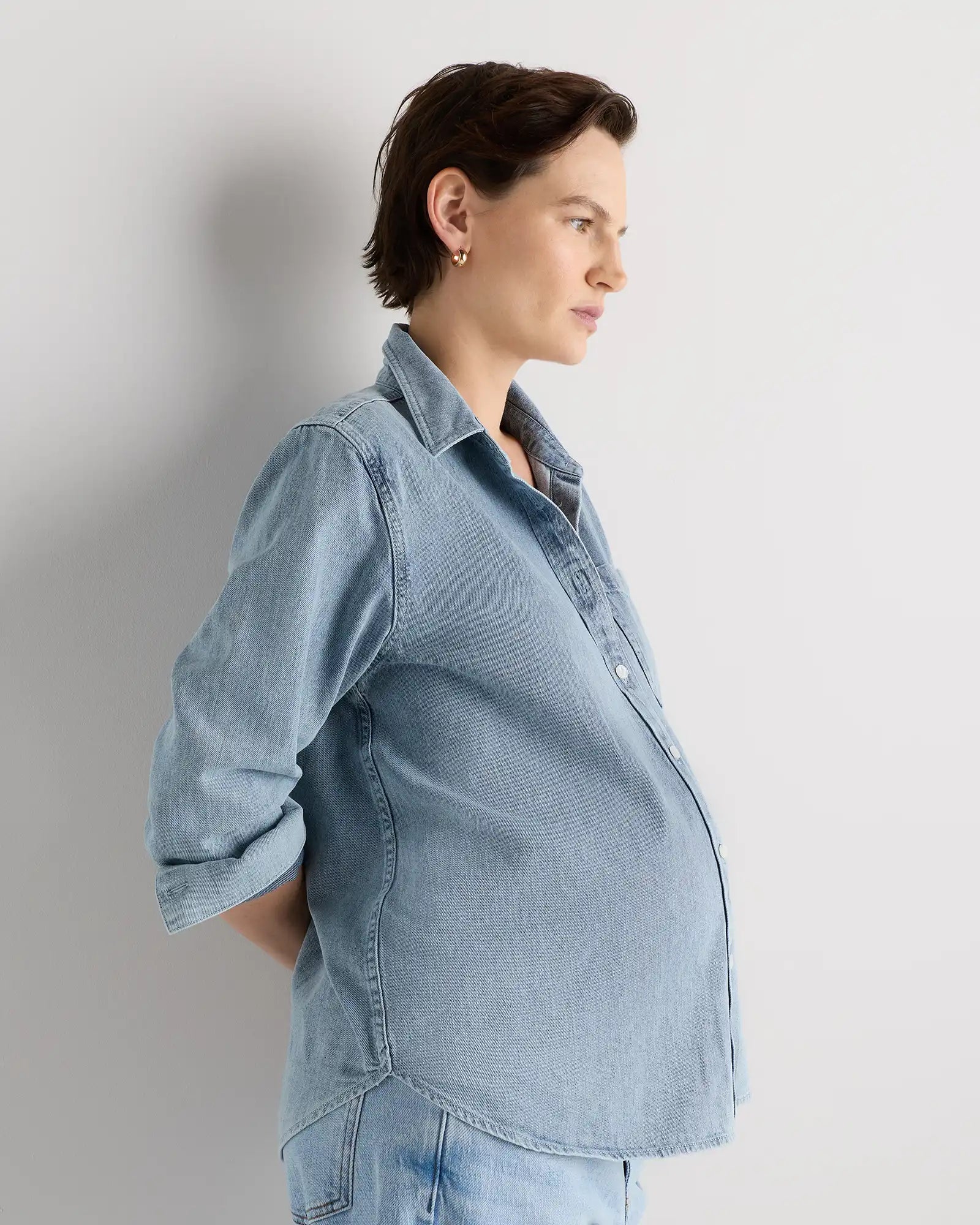 Oversized Denim Maternity Shirt