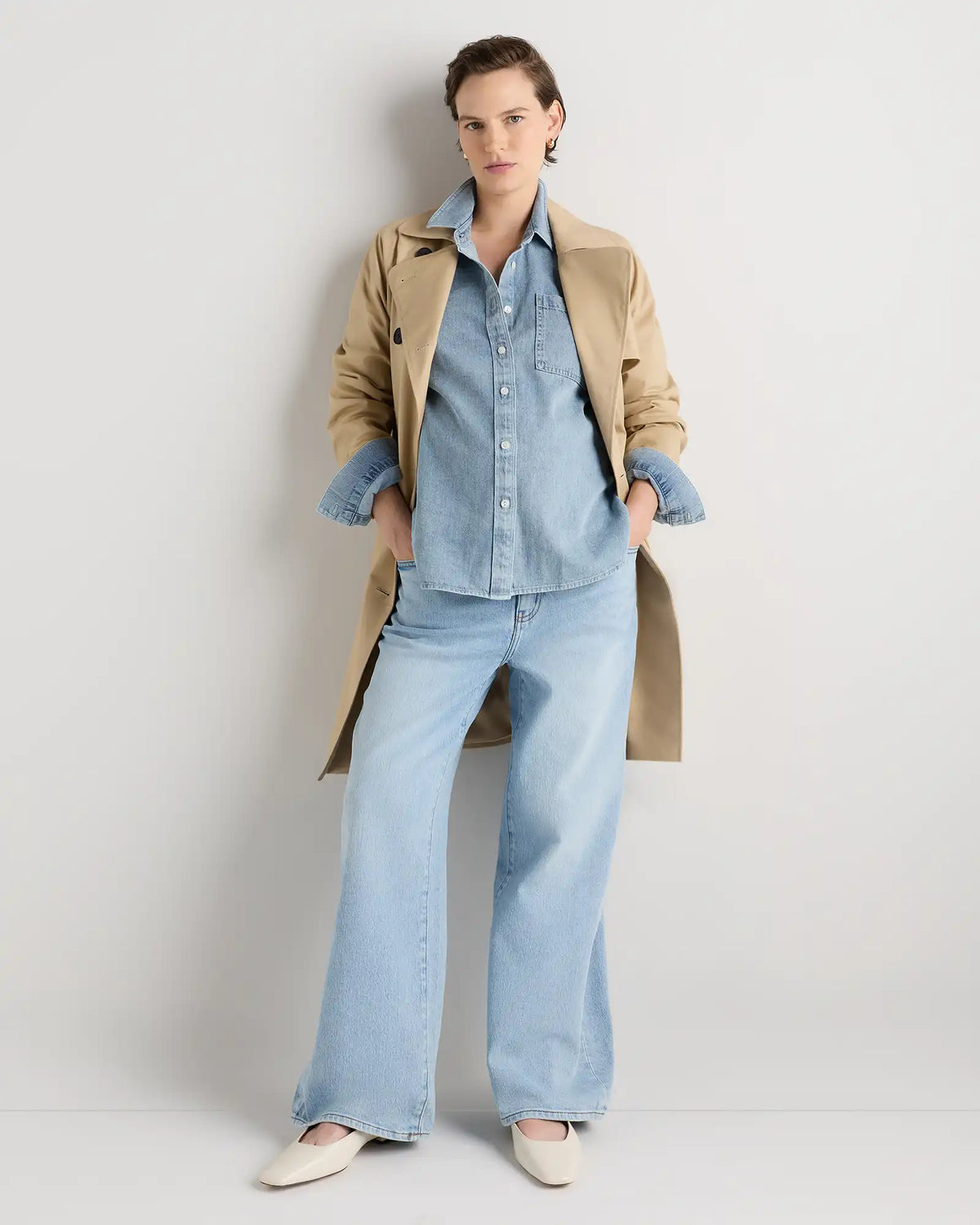 Oversized Denim Maternity Shirt
