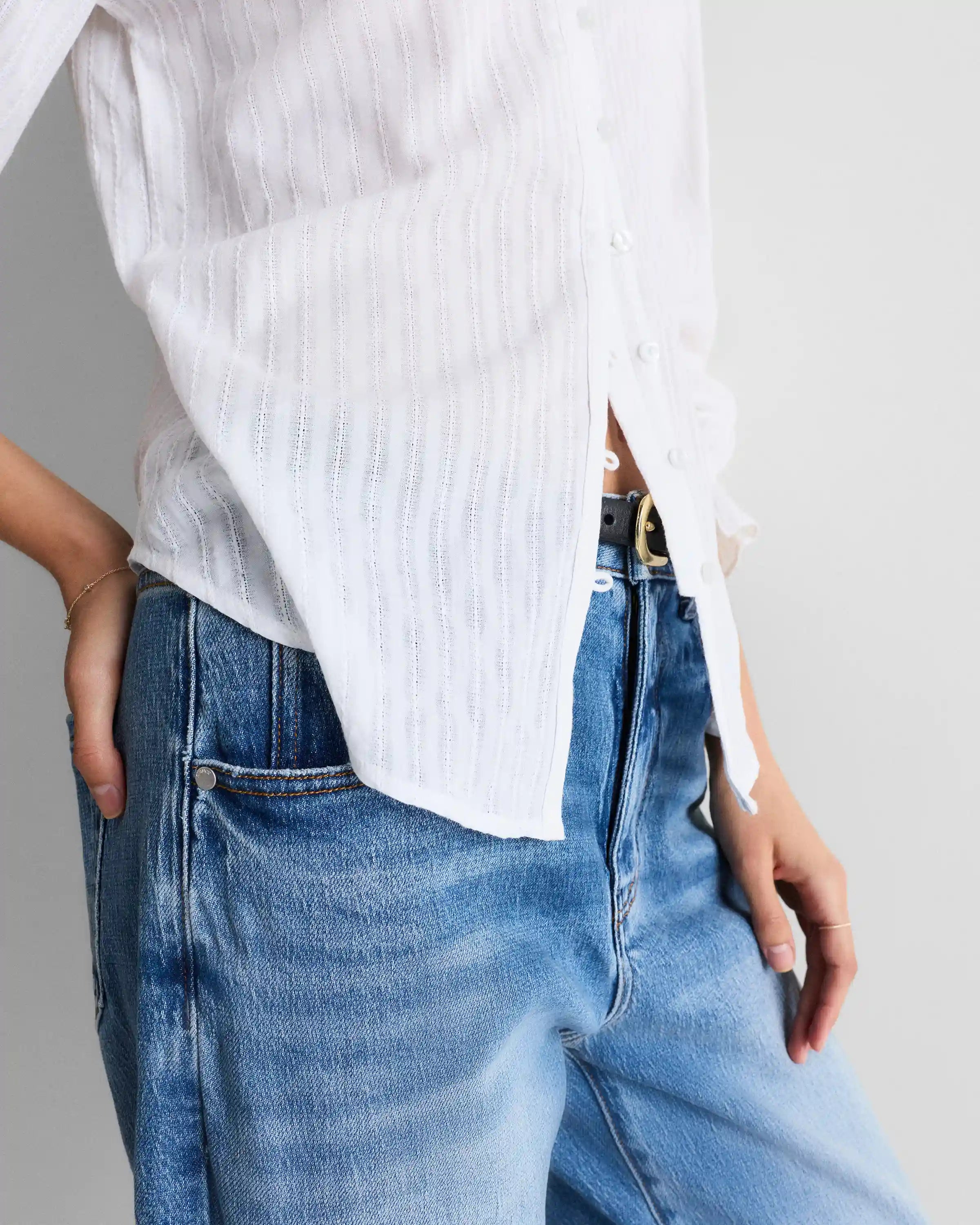 Embroidered Cotton Ruffle Collar Long Sleeve Blouse