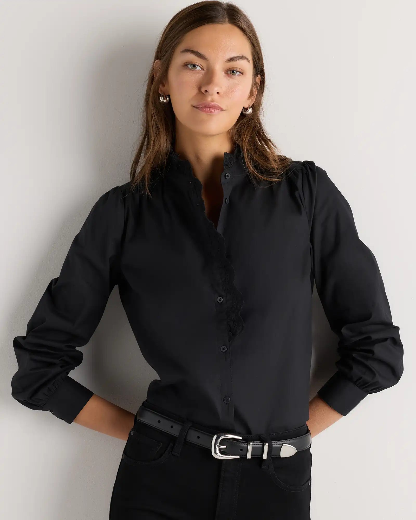 100% Organic Cotton Lace Ruffle Blouse