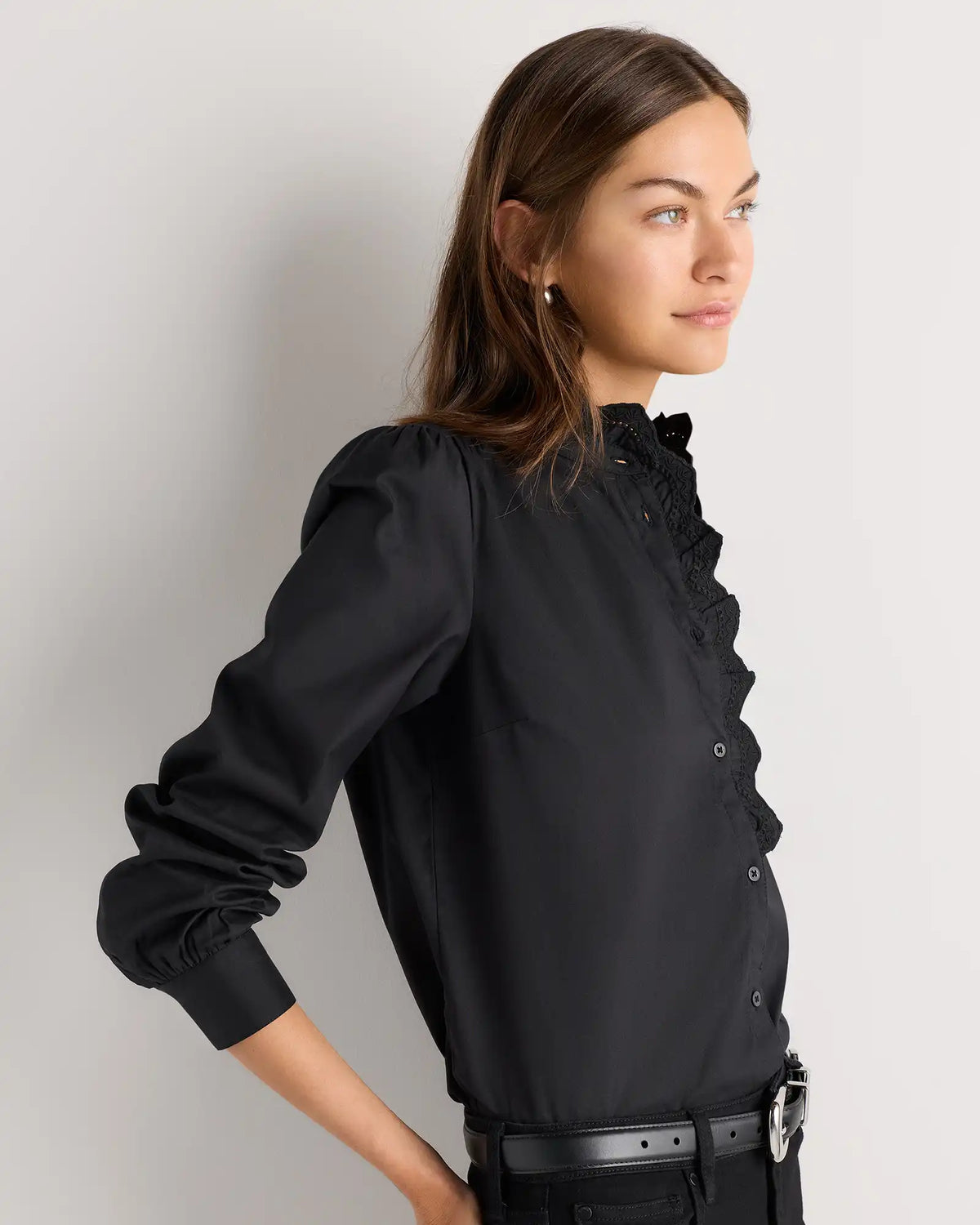 100% Organic Cotton Lace Ruffle Blouse