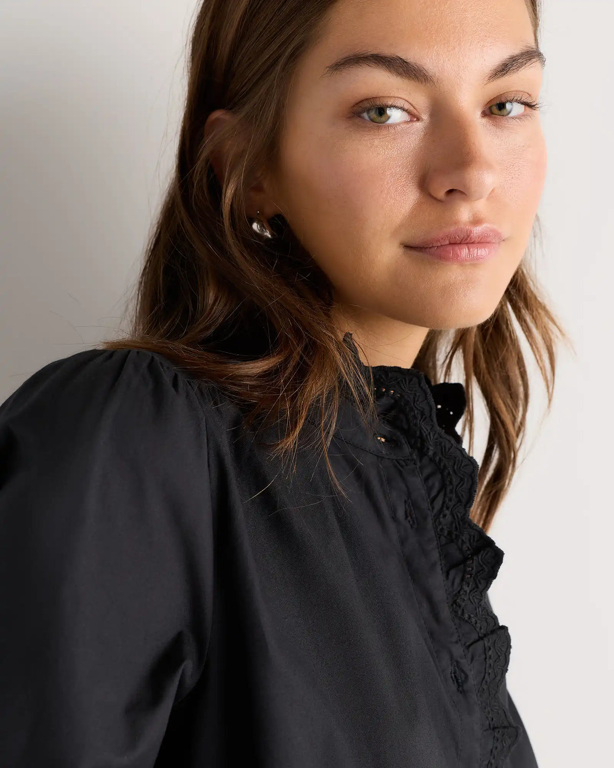 100% Organic Cotton Lace Ruffle Blouse