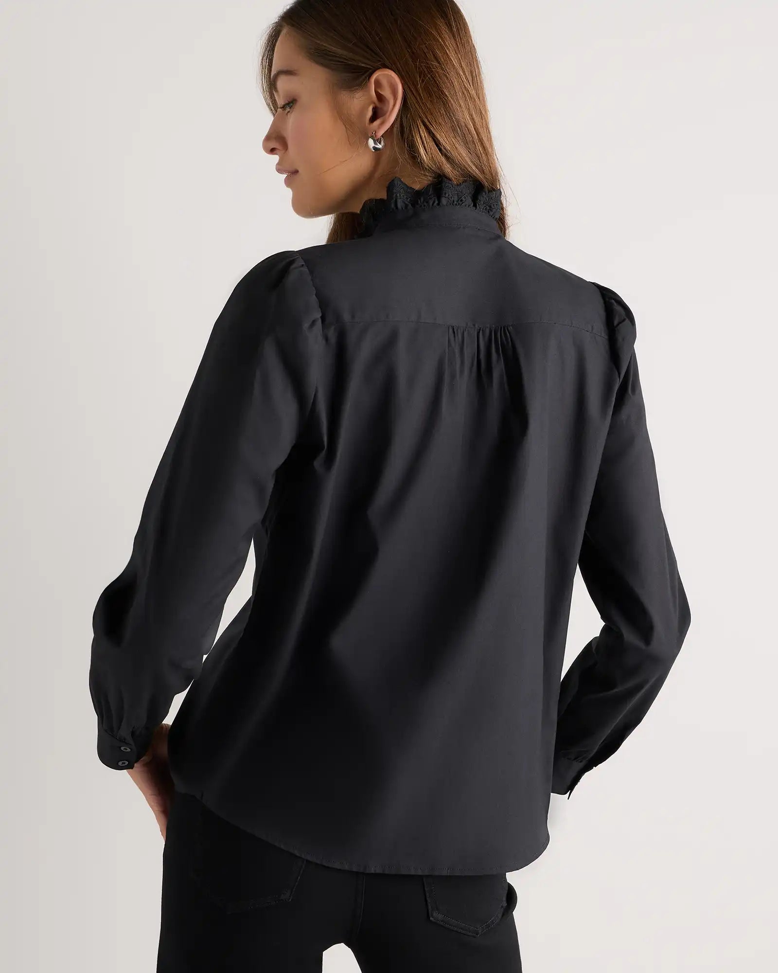 100% Organic Cotton Lace Ruffle Blouse