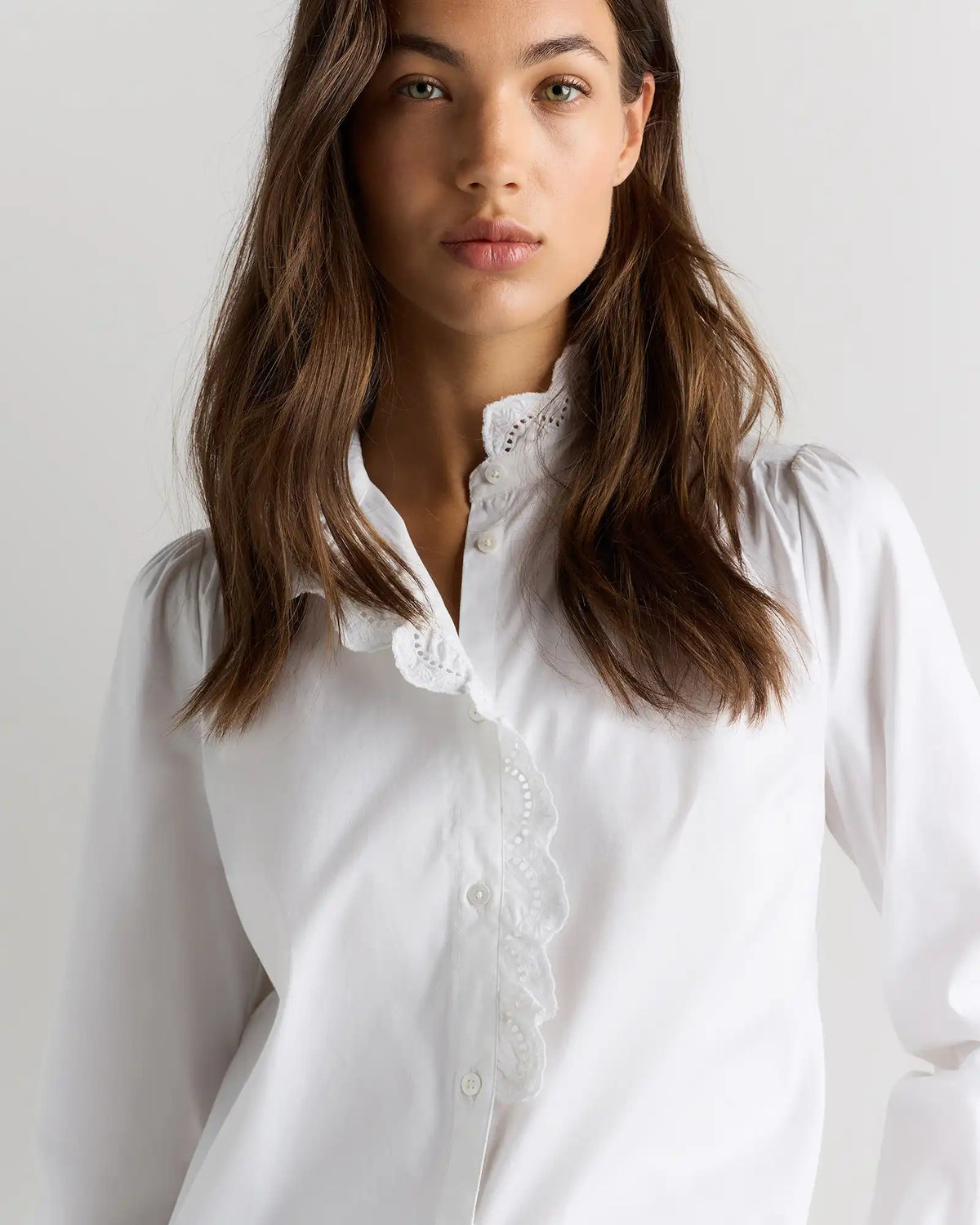 100% Organic Cotton Lace Ruffle Blouse