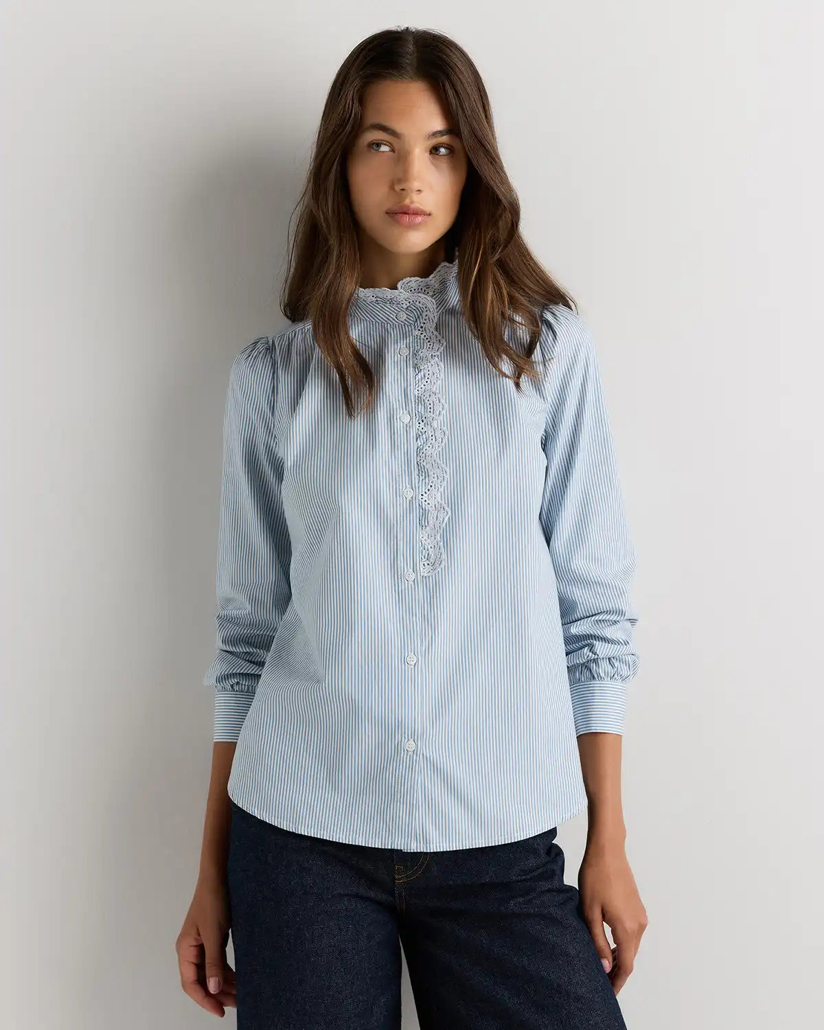 100% Organic Cotton Lace Ruffle Blouse