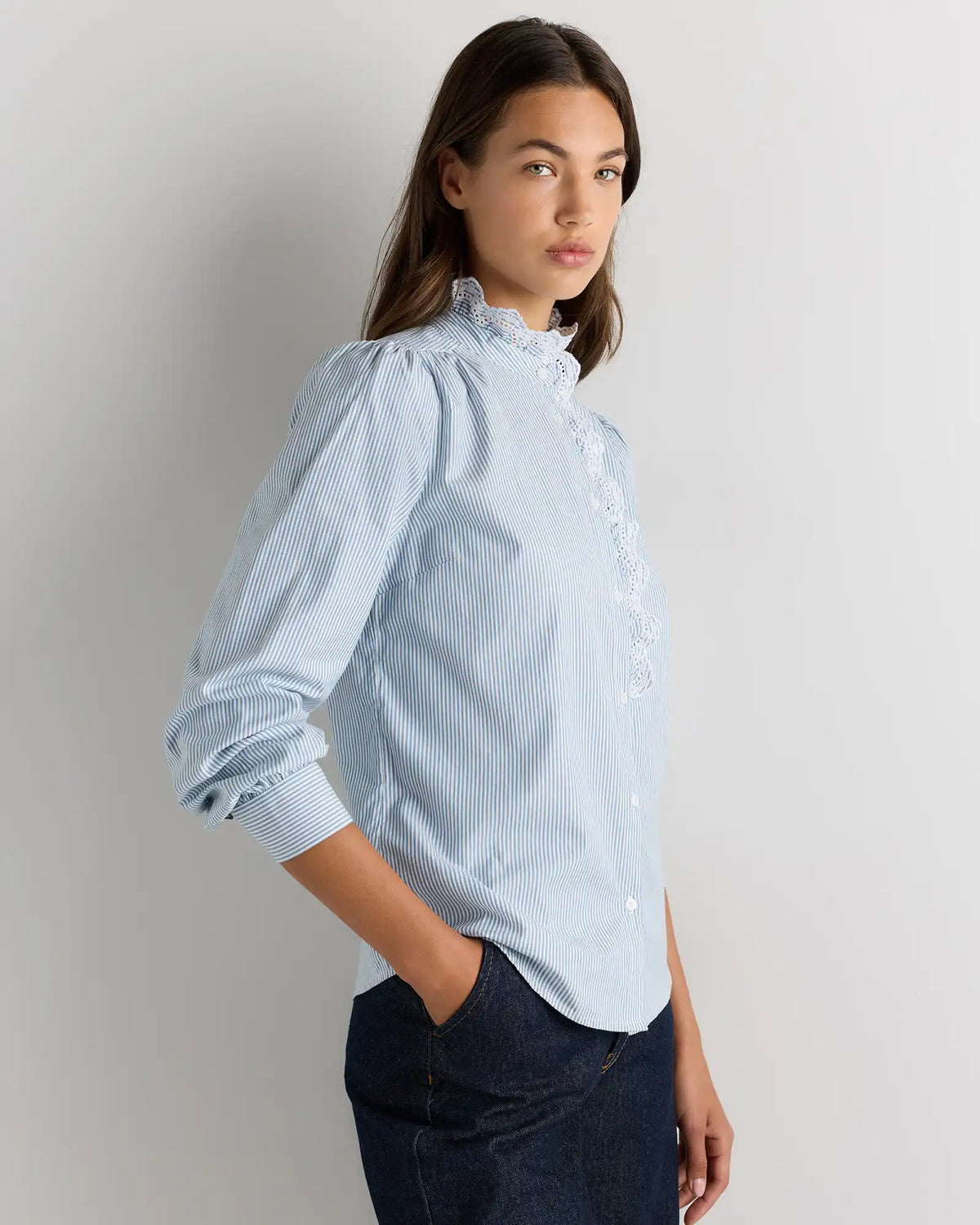 100% Organic Cotton Lace Ruffle Blouse