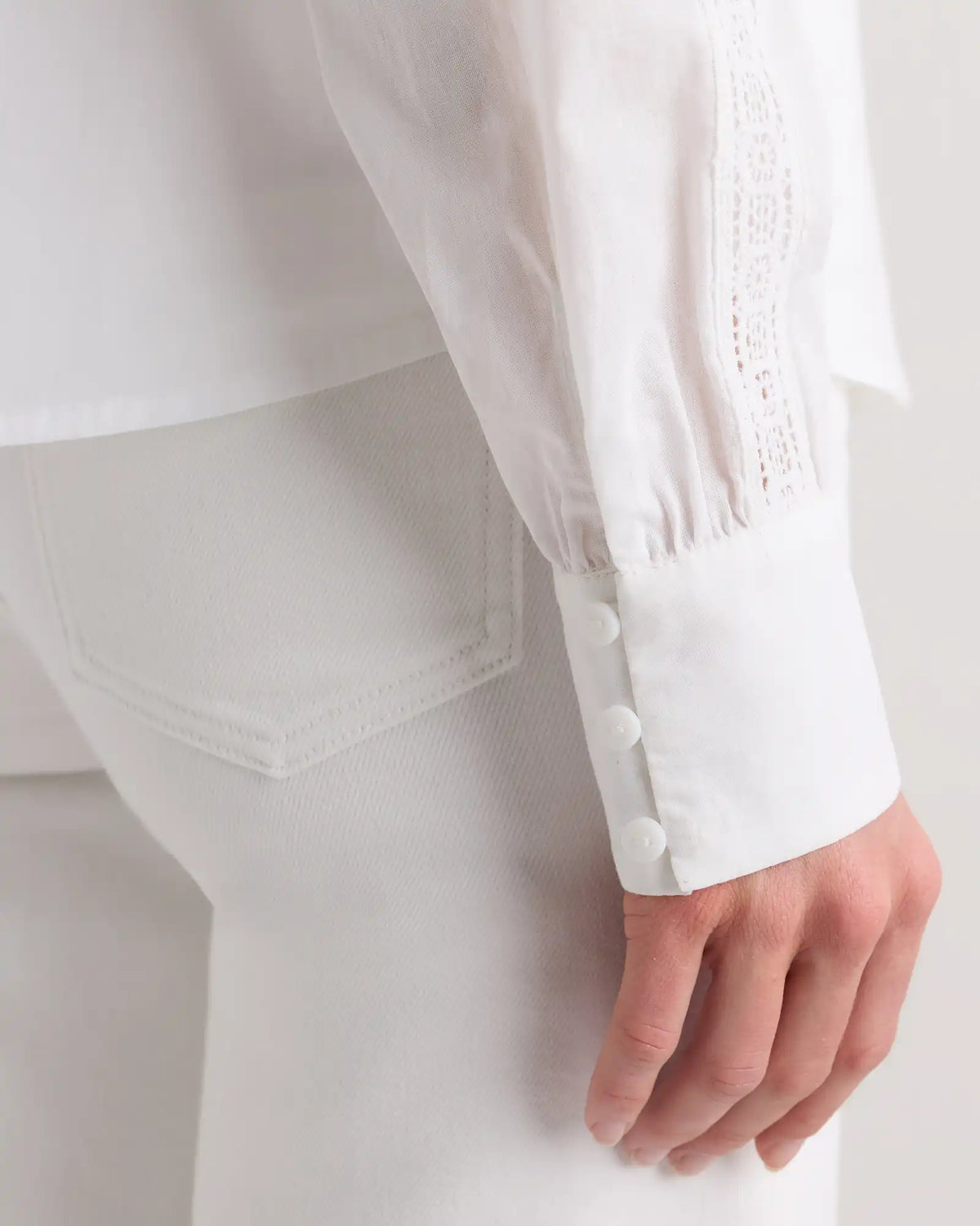 Organic Cotton Voile Lace Detail Blouse
