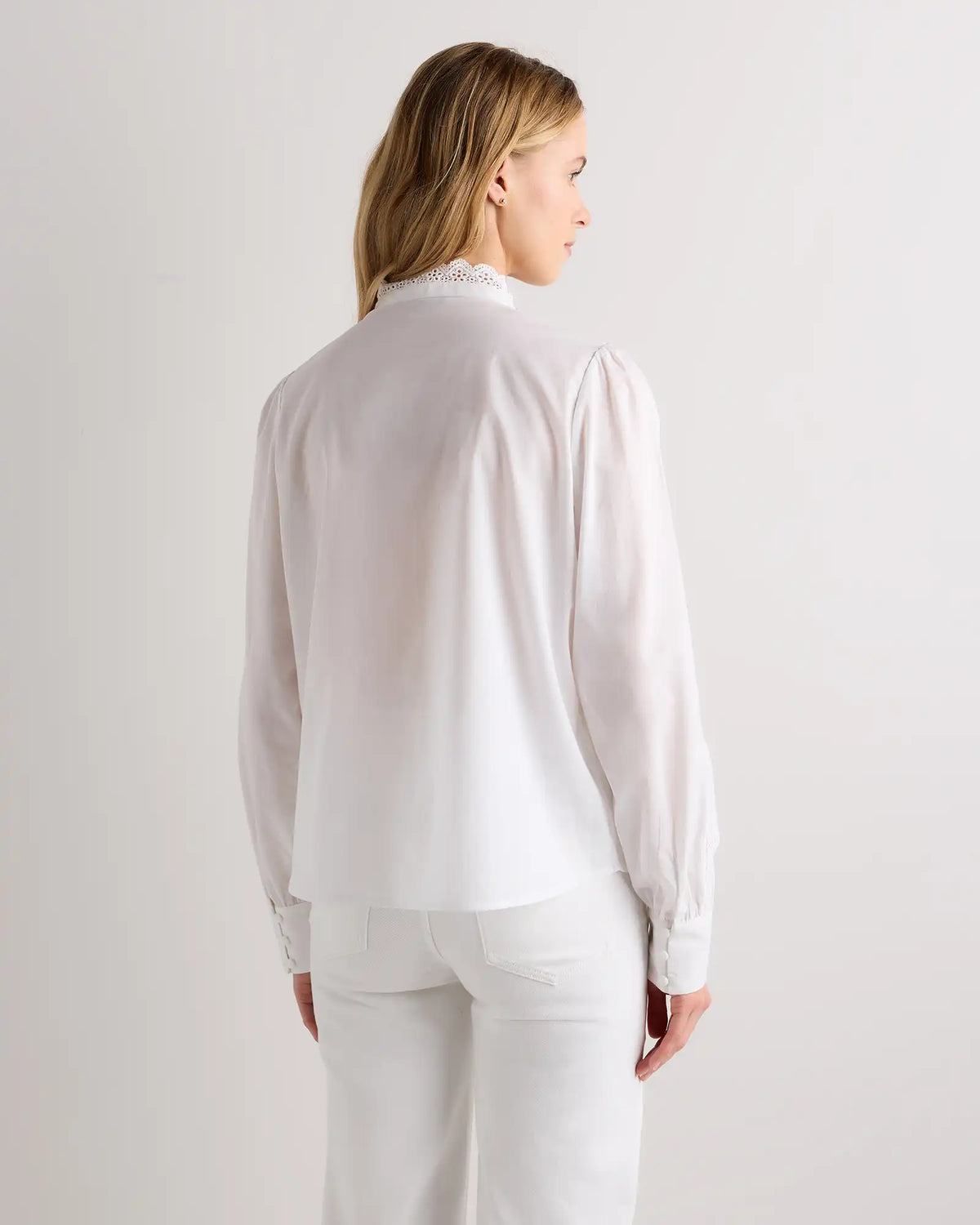 Organic Cotton Voile Lace Detail Blouse