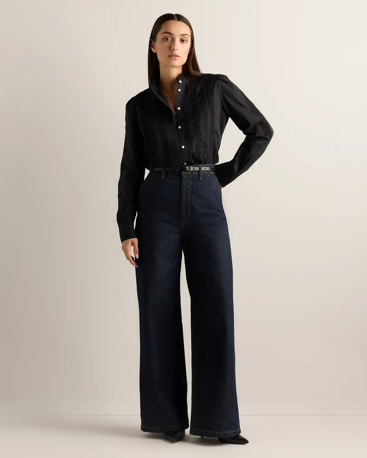 Organic Cotton Voile Lace Detail Blouse