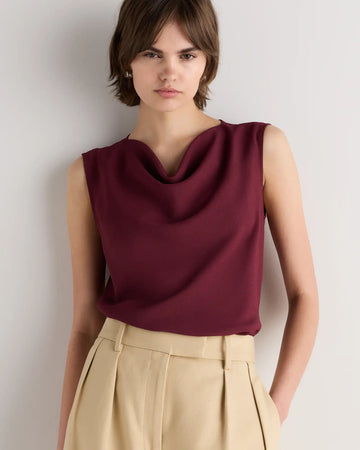 Draped Matte Cowl Neck Tank
