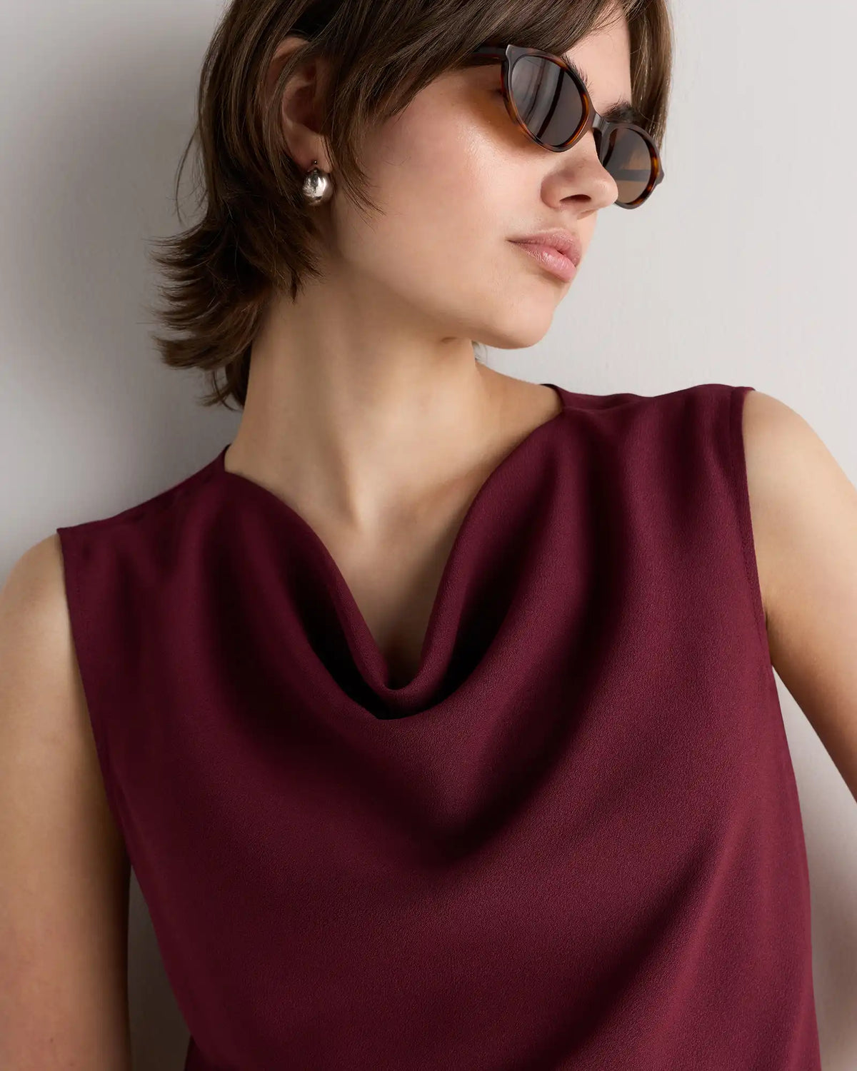Draped Matte Cowl Neck Tank