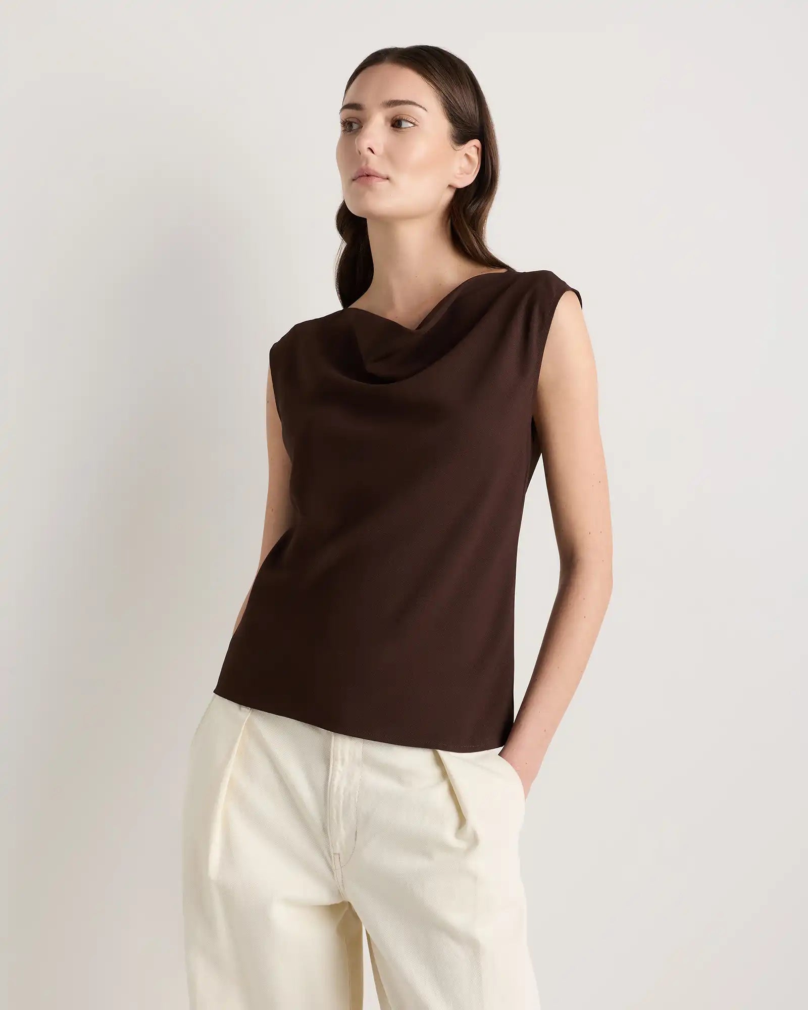 Draped Matte Cowl Neck Tank