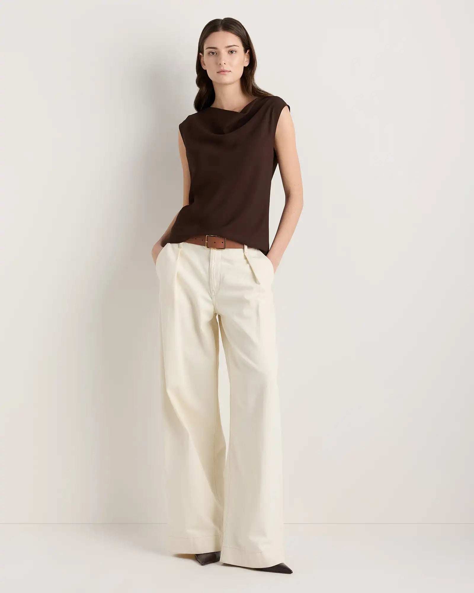 Draped Matte Cowl Neck Tank