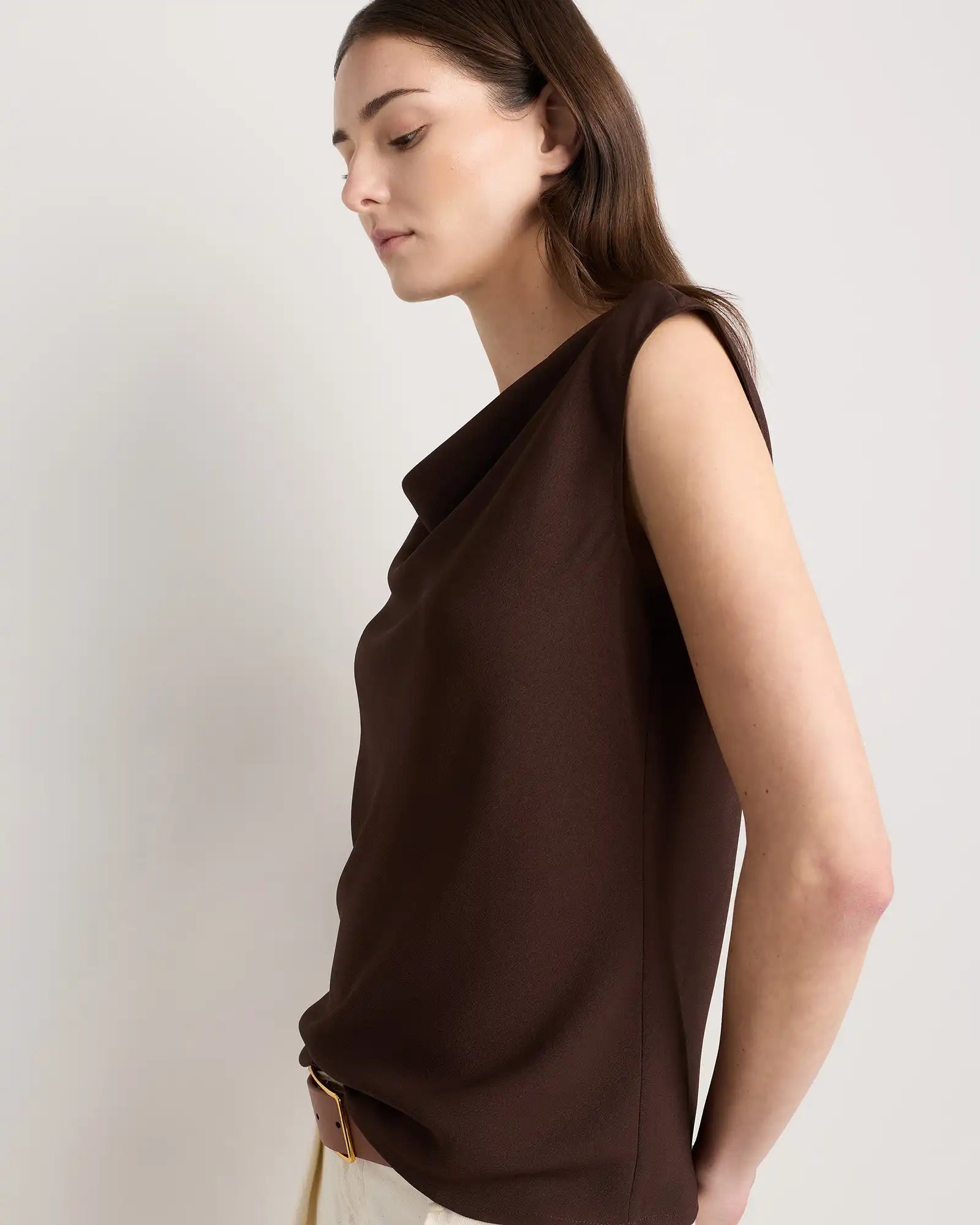 Draped Matte Cowl Neck Tank