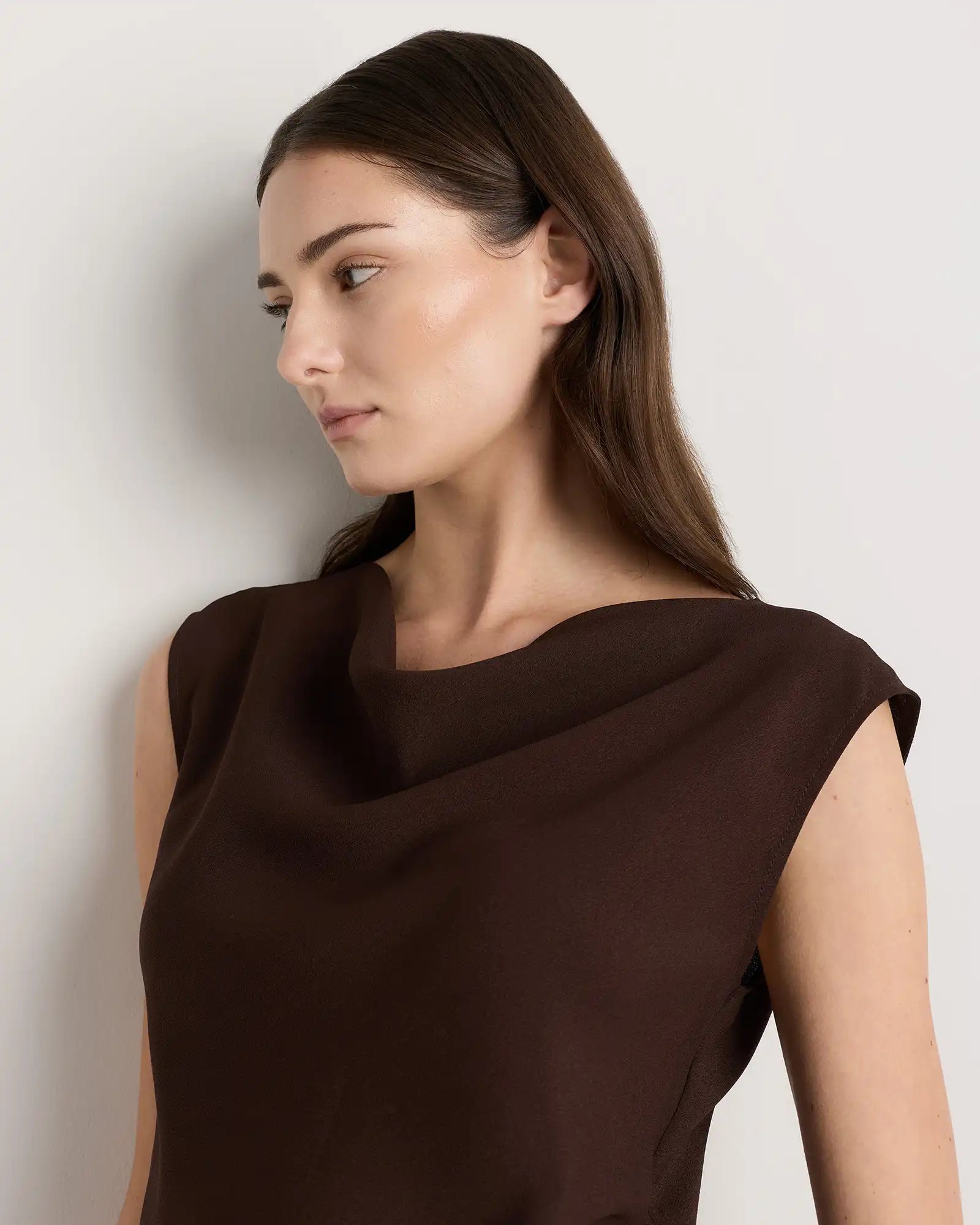 Draped Matte Cowl Neck Tank