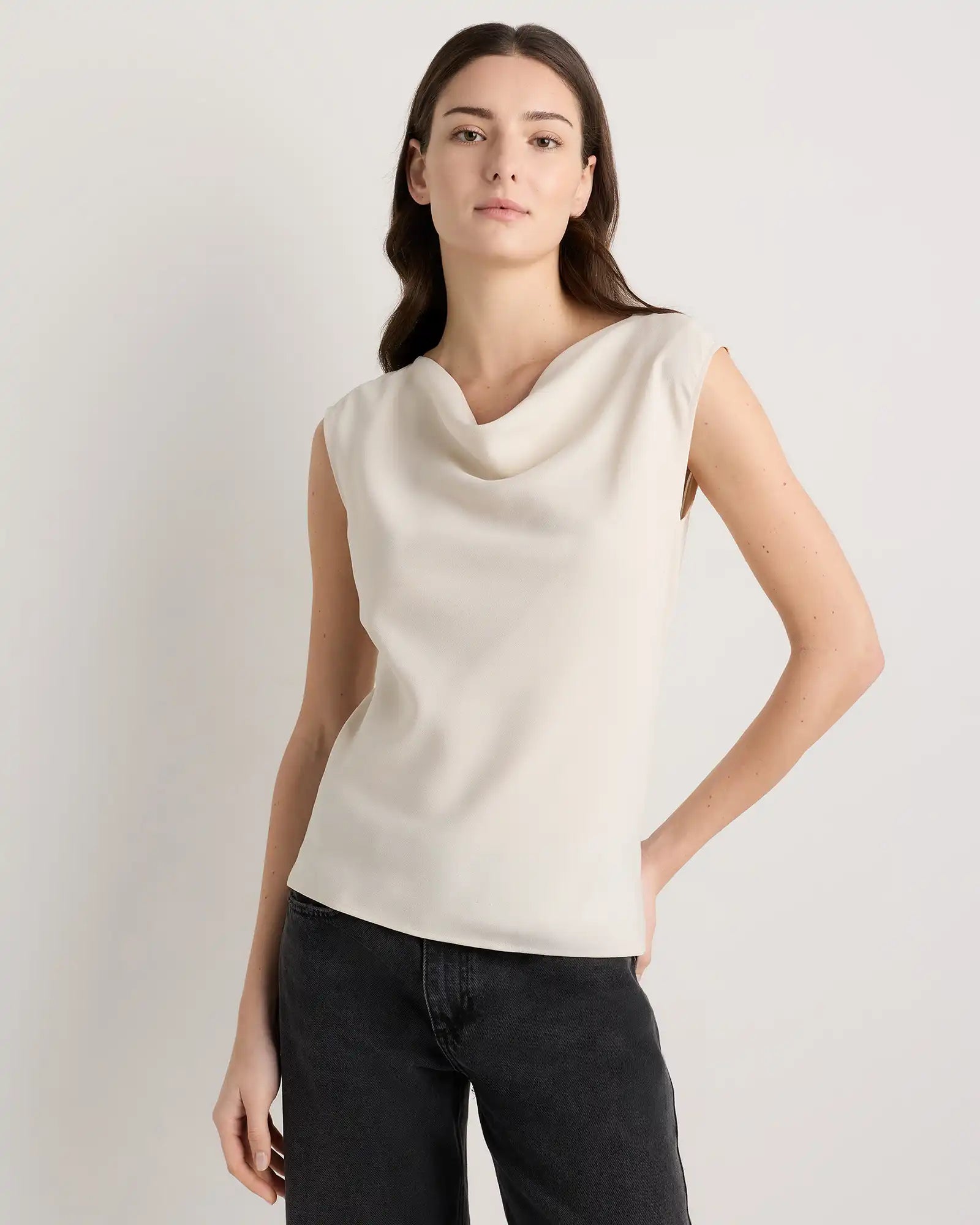 Draped Matte Cowl Neck Tank