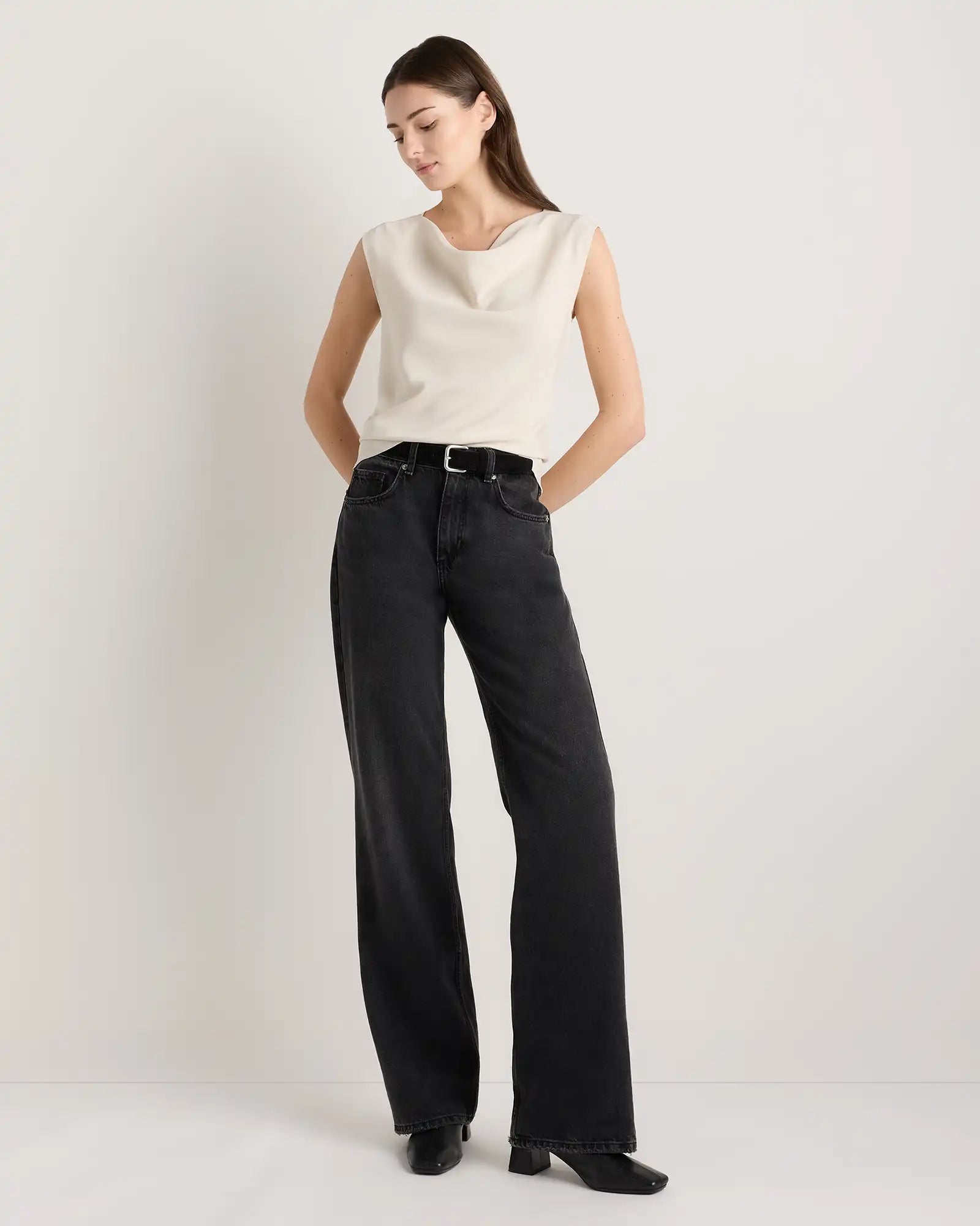 Draped Matte Cowl Neck Tank