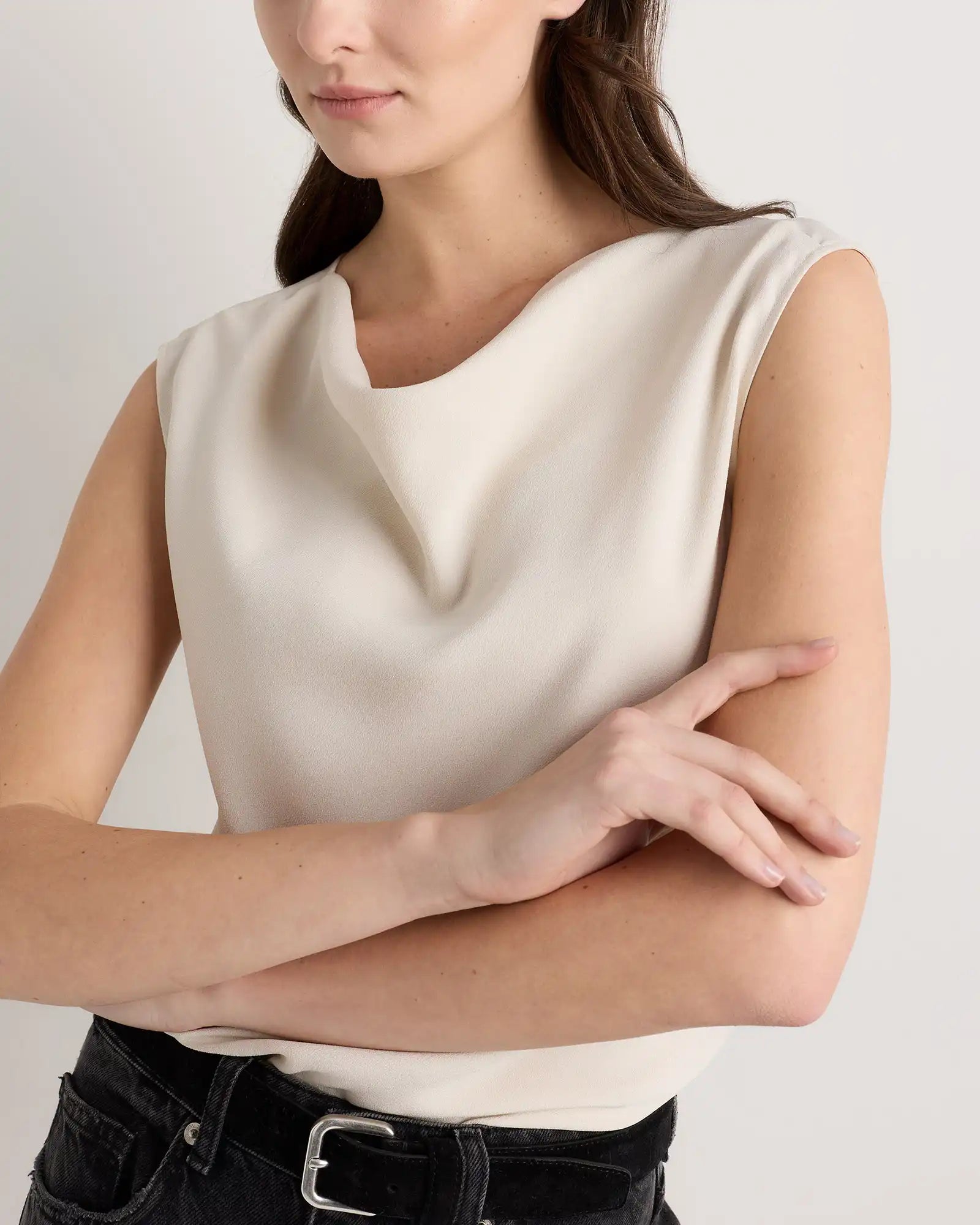 Draped Matte Cowl Neck Tank