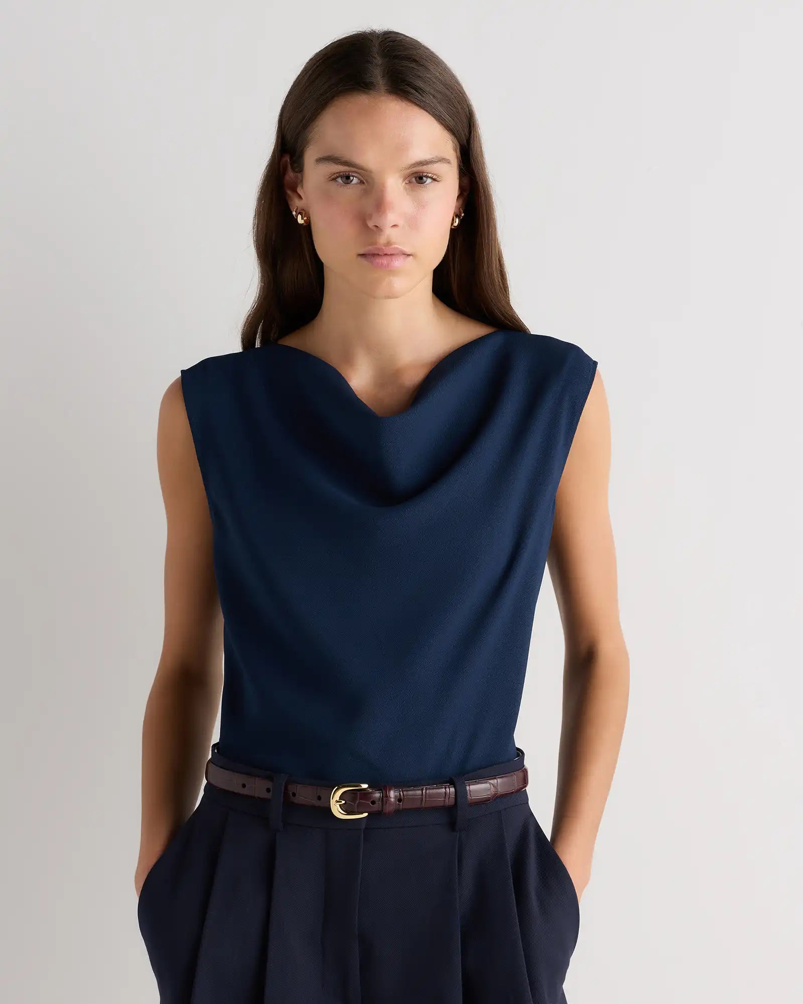 Draped Matte Cowl Neck Tank