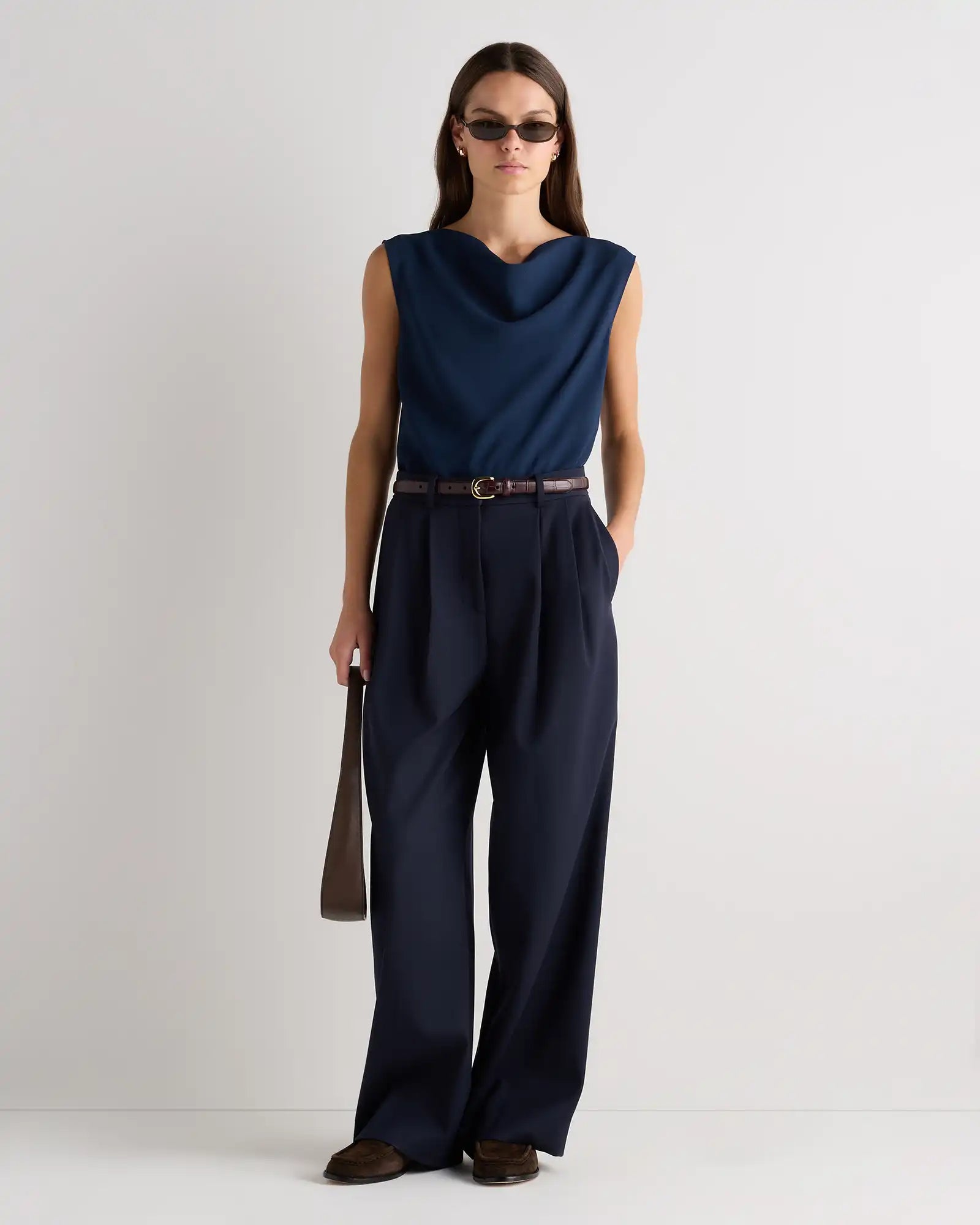 Draped Matte Cowl Neck Tank