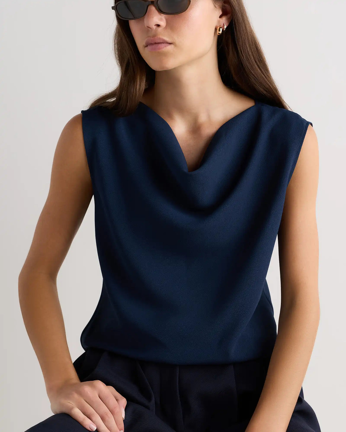 Draped Matte Cowl Neck Tank