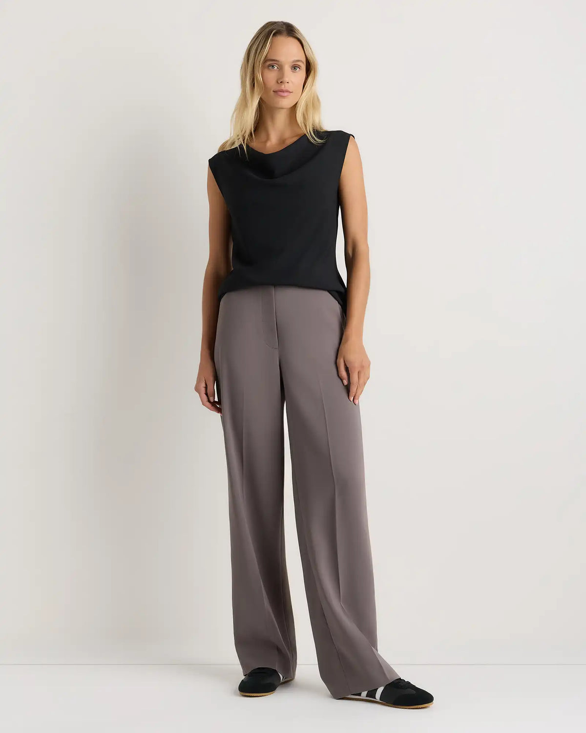 Draped Matte Cowl Neck Tank