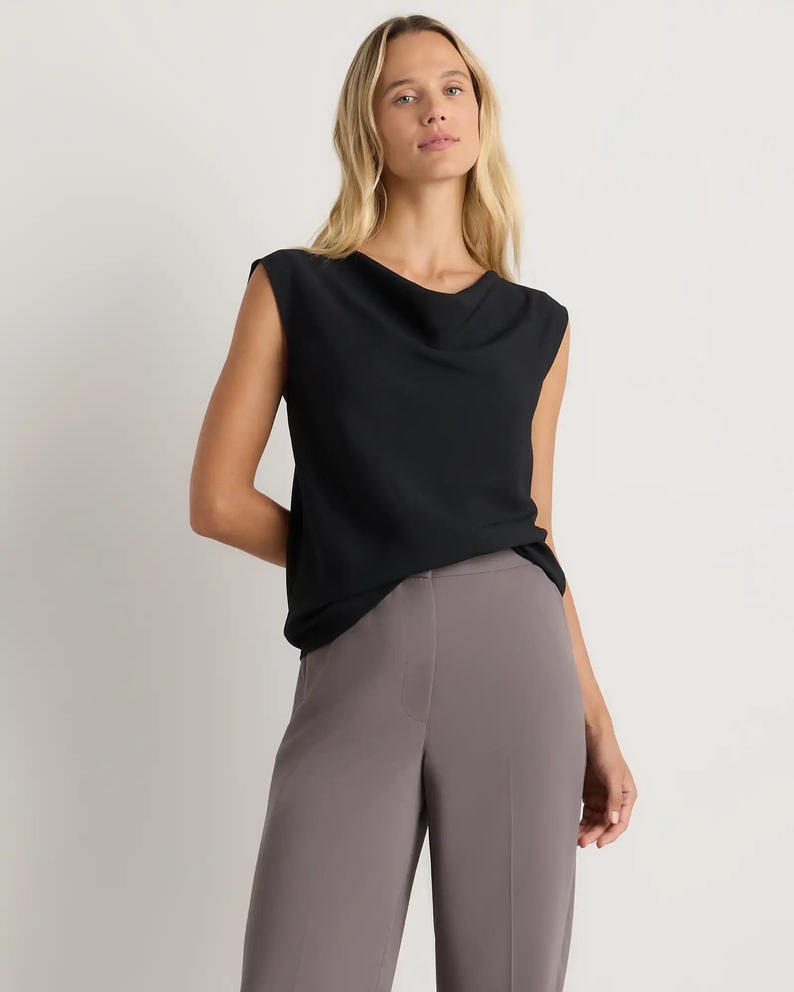 Draped Matte Cowl Neck Tank