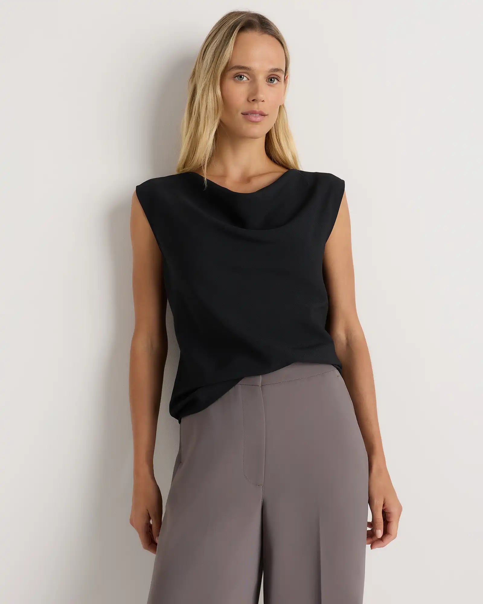 Draped Matte Cowl Neck Tank